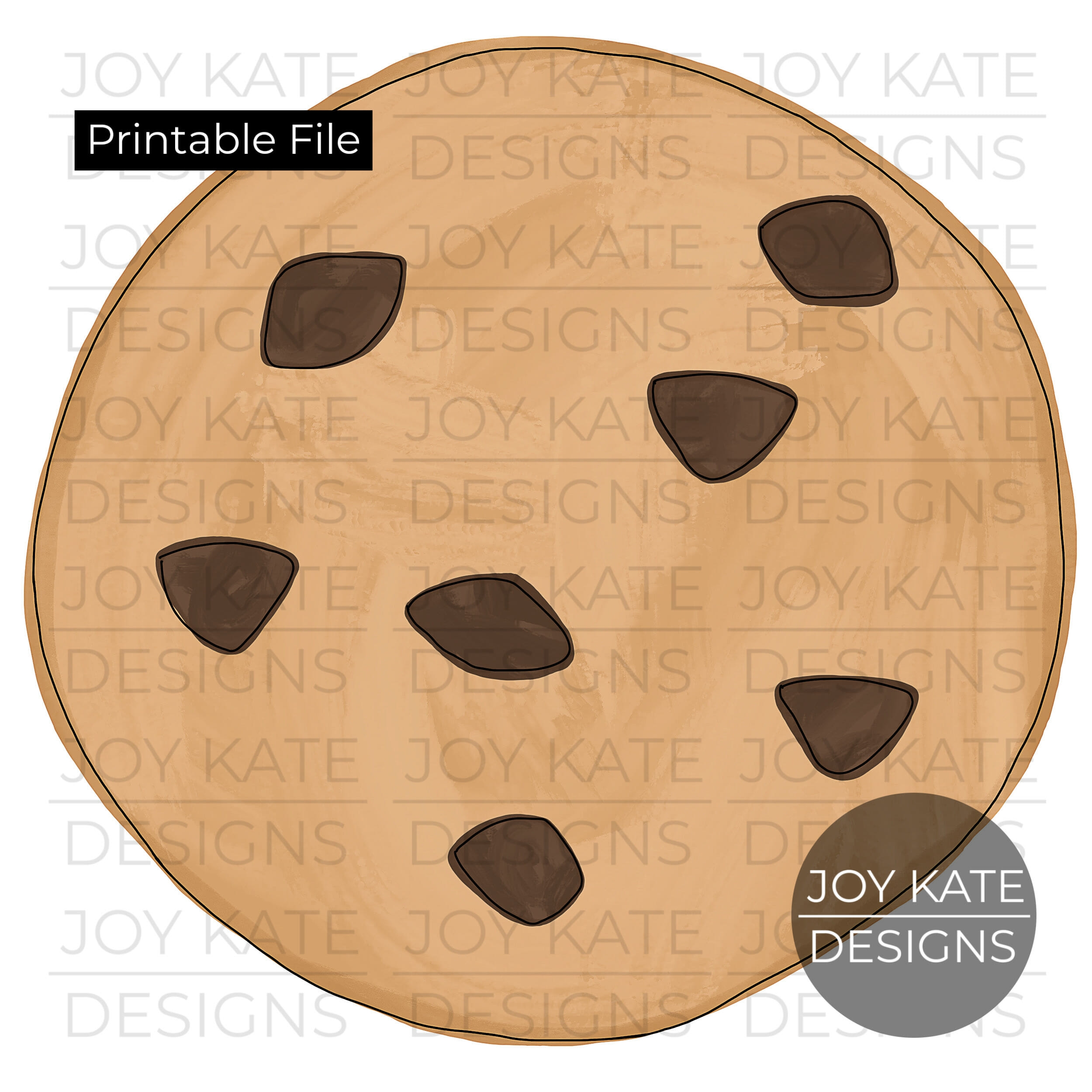 Chocolate Chip Cookie Watercolor Printable PNG Joy Kate Designs