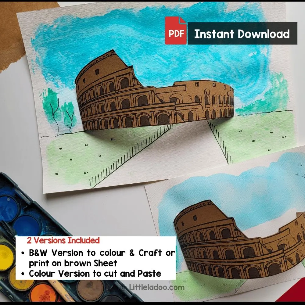 Colosseum Craft Printable 3D Pop up Roman Monument PDF Etsy