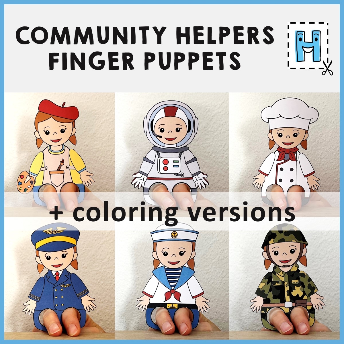 Community Helpers Finger Puppets Career Day Printable Coloring Craft Activity Made By Teachers