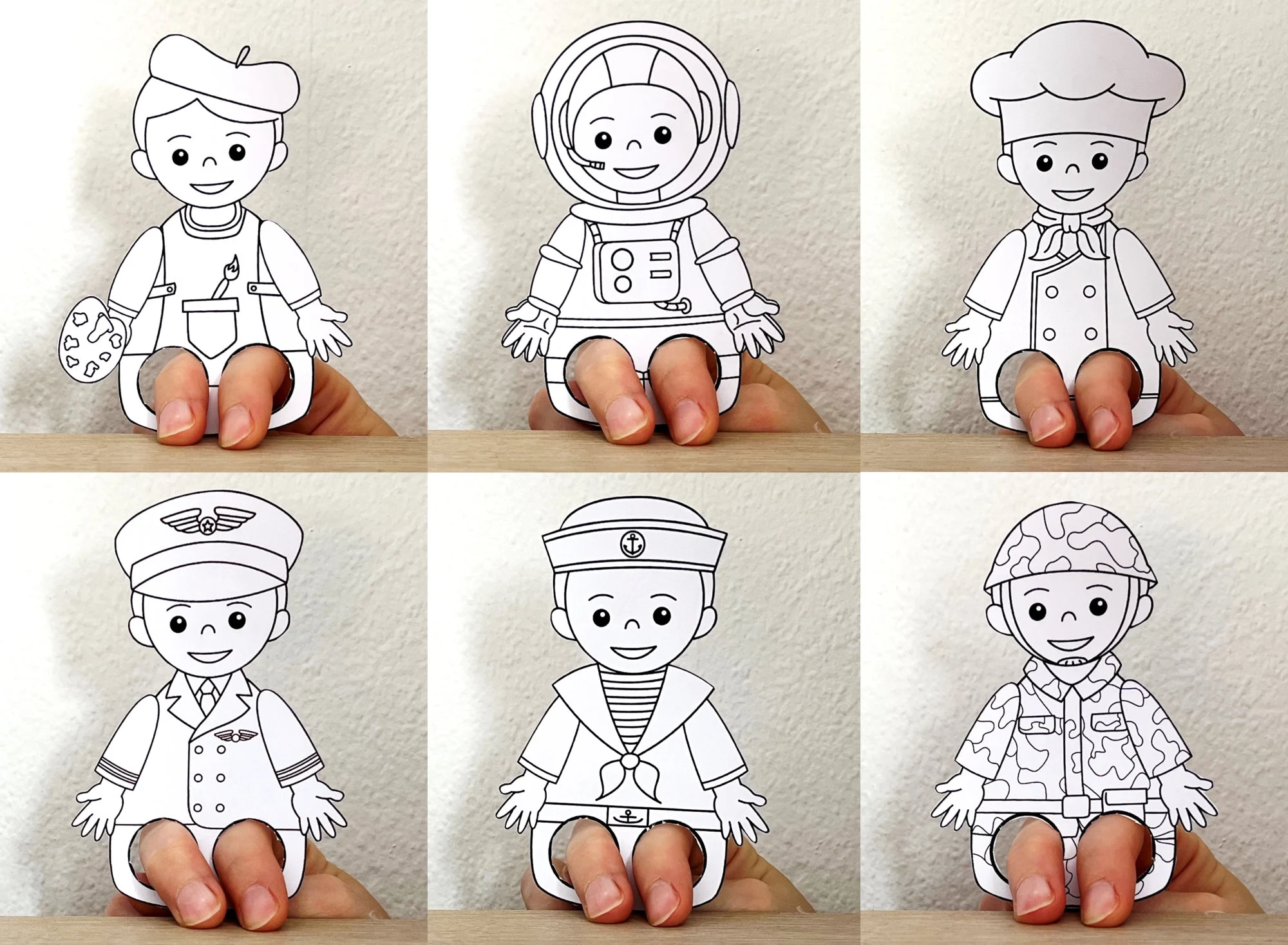 Community Helpers Paper Craft Printable Finger Puppet Template Kids Craft Career Day Birthday Party Coloring Puppet Printable Download Etsy Hong Kong