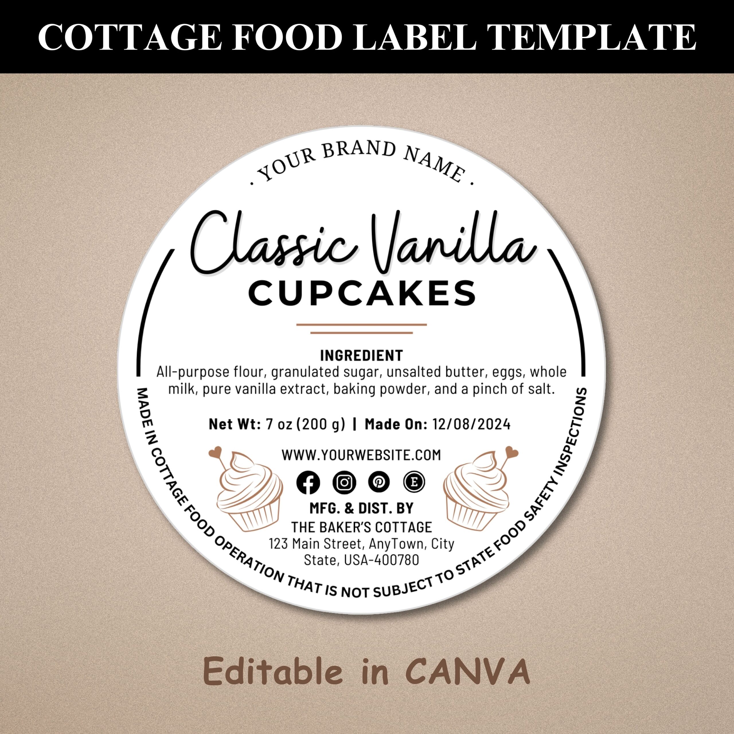 Cottage Food Label Cottage Baking Label Printable Food Label Home Baked Goods Label Home Bakery Stickers Ingredient Label Template Etsy Finland