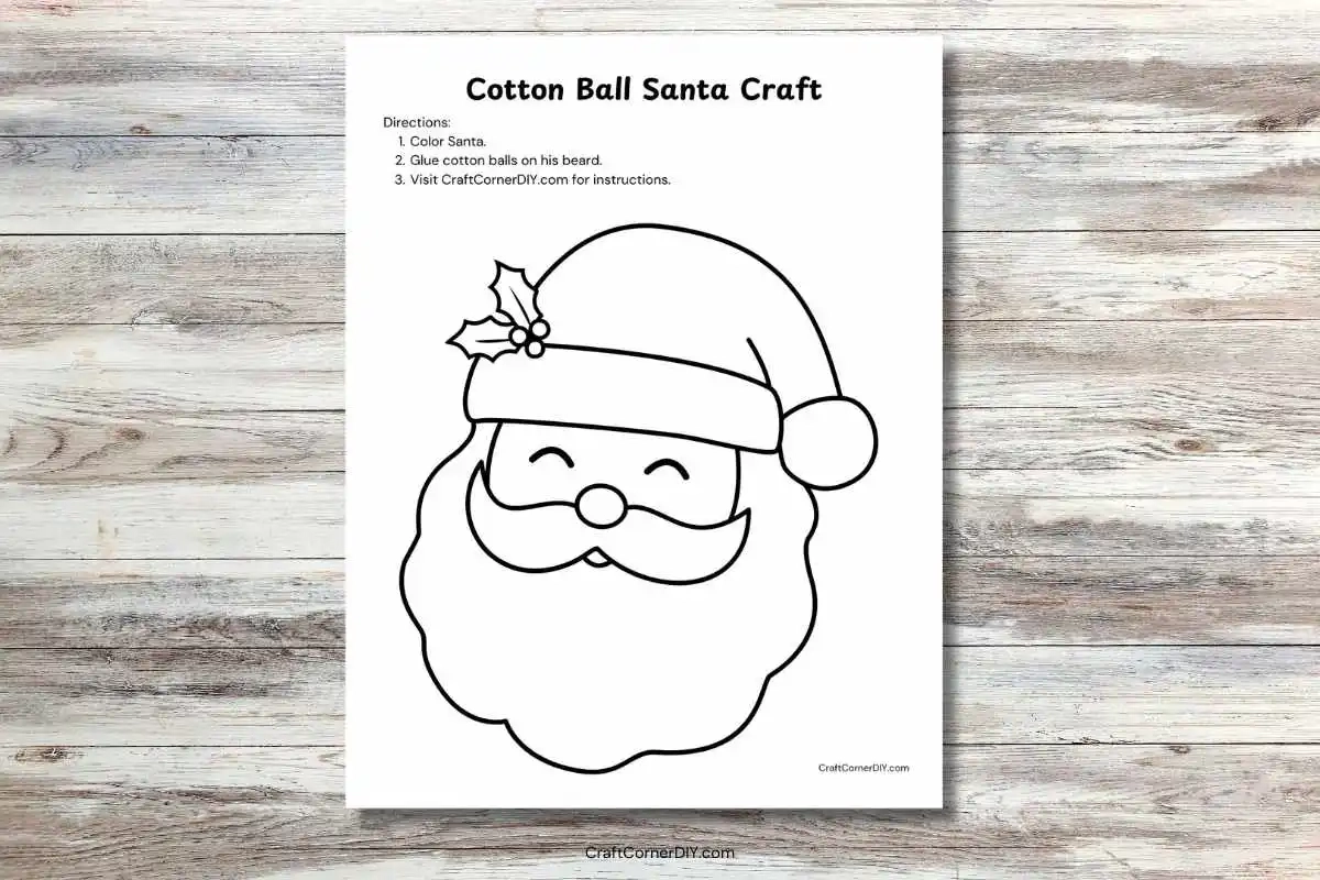 Cotton Ball Santa Craft Free Printable Craft Corner DIY