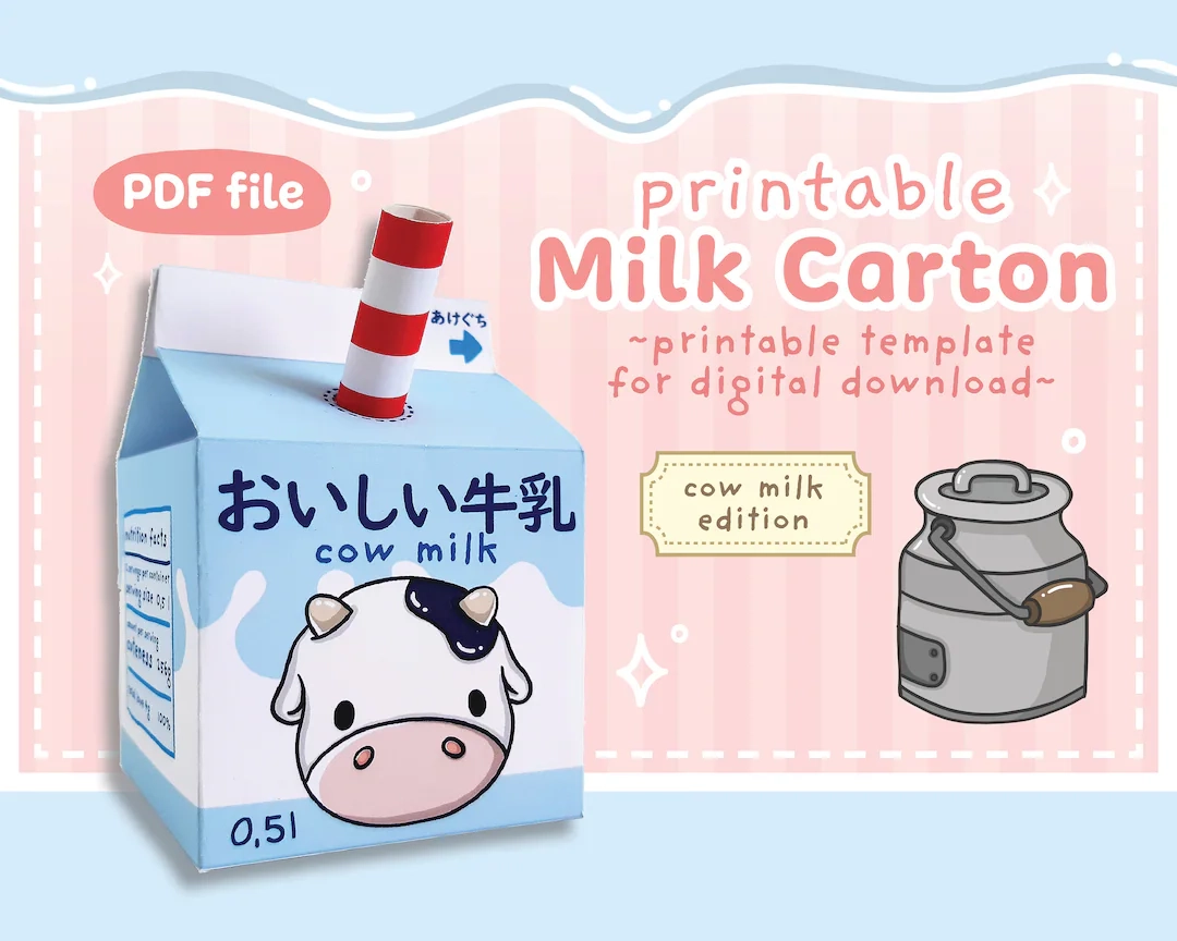 Cow Milk Carton Papercraft Template Kawaii DIY PDF Etsy Cow Milk Carton Papercraft Template Kawaii DIY PDF Etsy