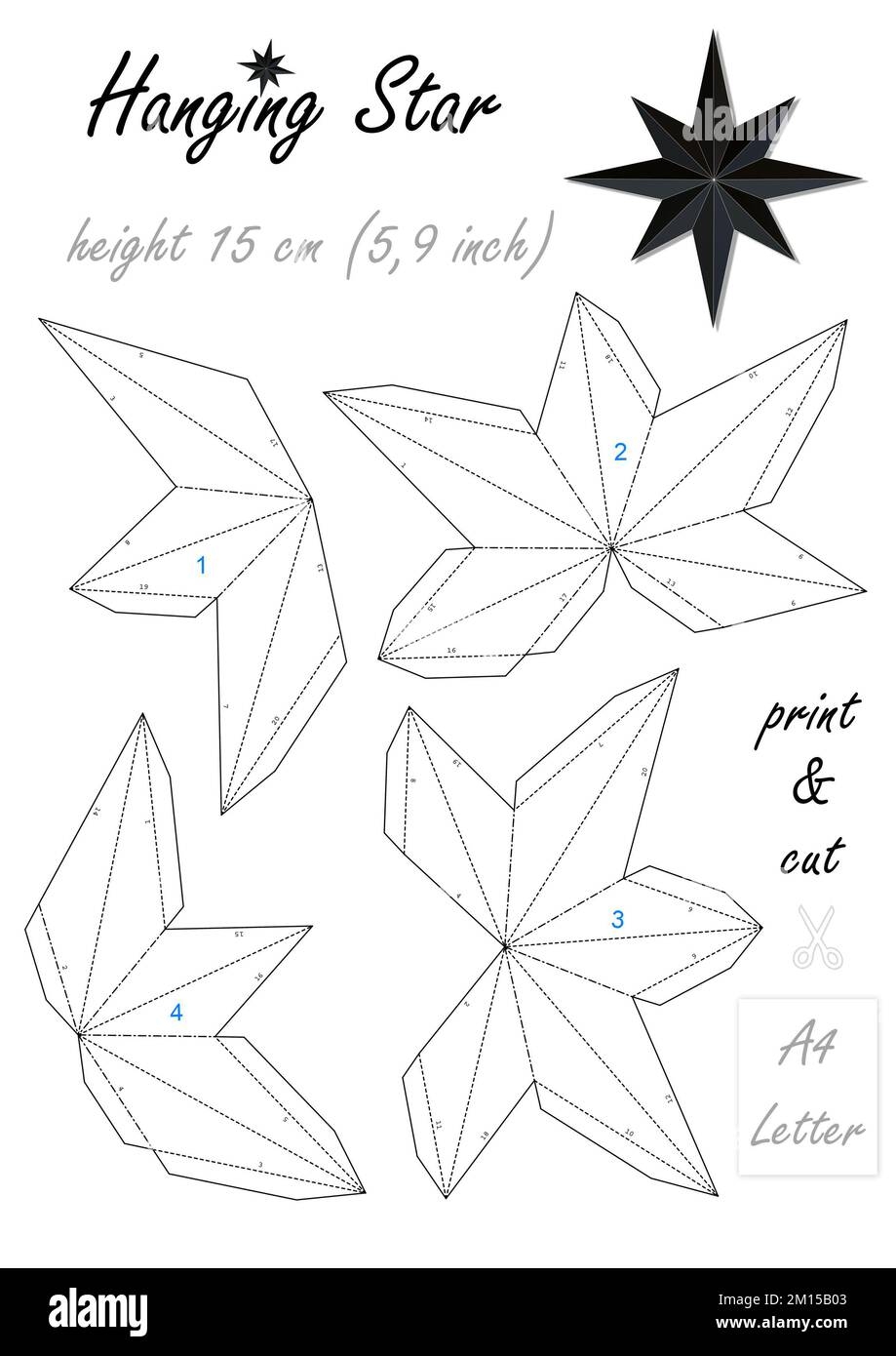Printable 3D Paper Star Template
