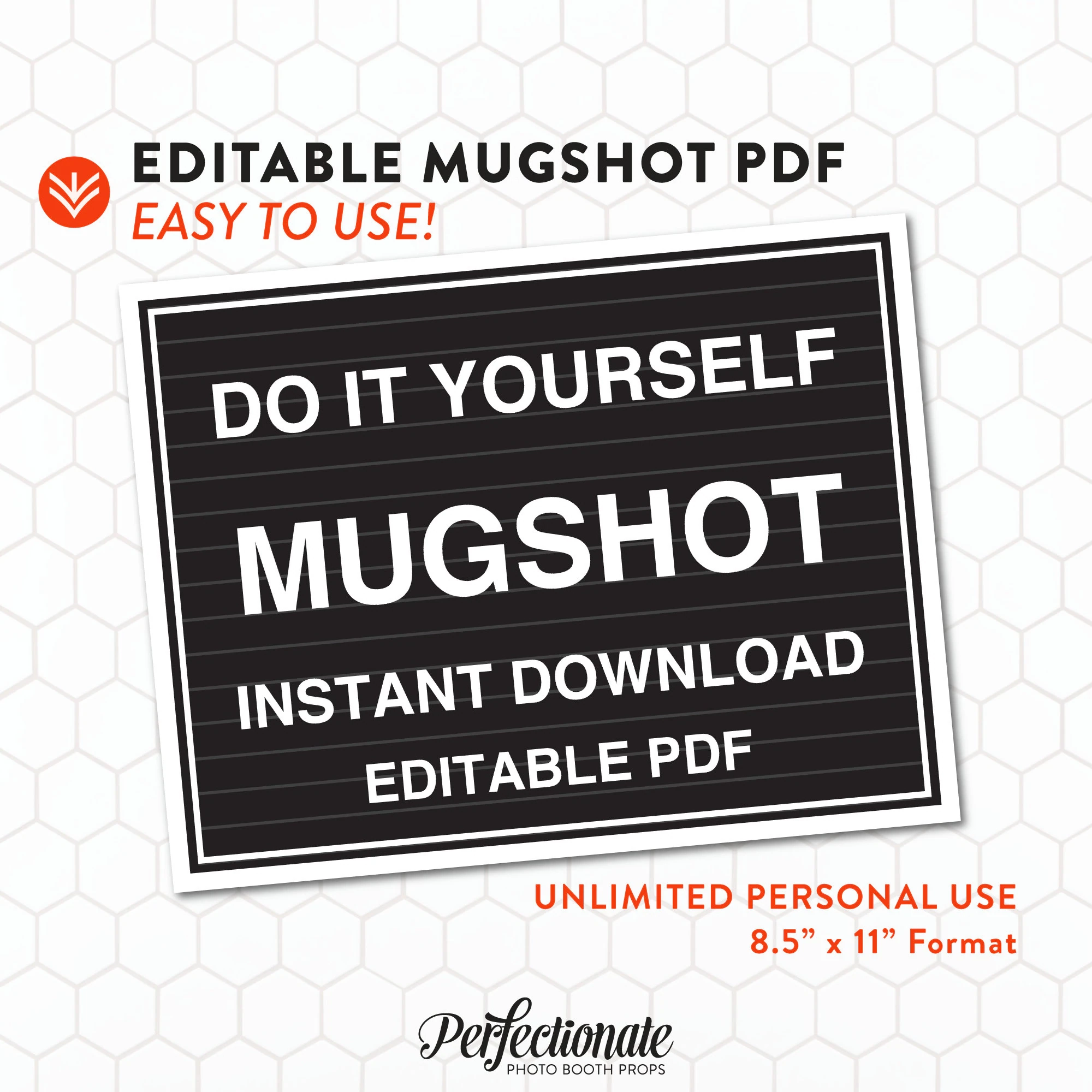 DIY Mugshot Sign Mugshot Template Unlimited Personal Use Instant Download Editable PDF Etsy