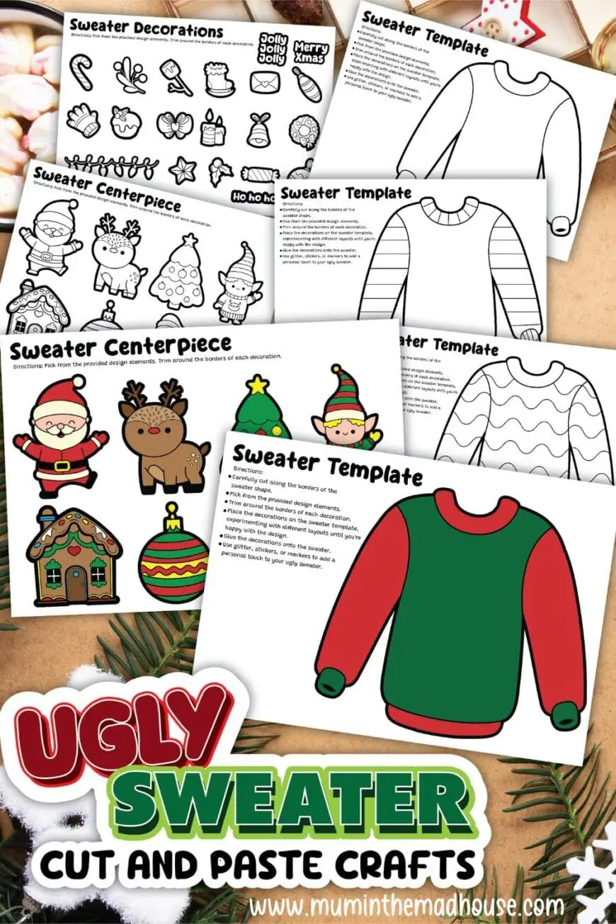 DIY Ugly Sweater Craft For Kids Free Printable Templates For Holiday Fun
