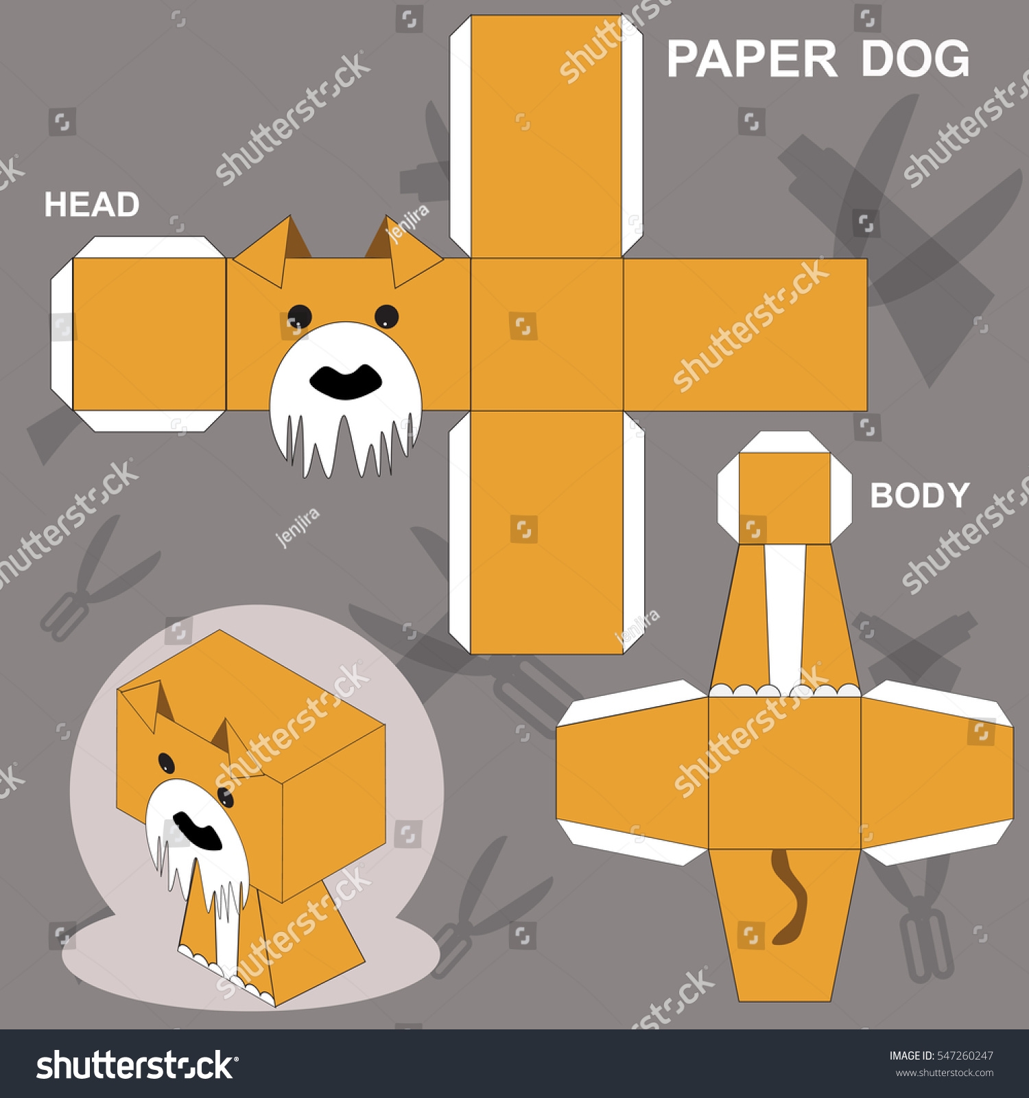 Dog Paper Craft Template Stock Vector Royalty Free 547260247 Shutterstock