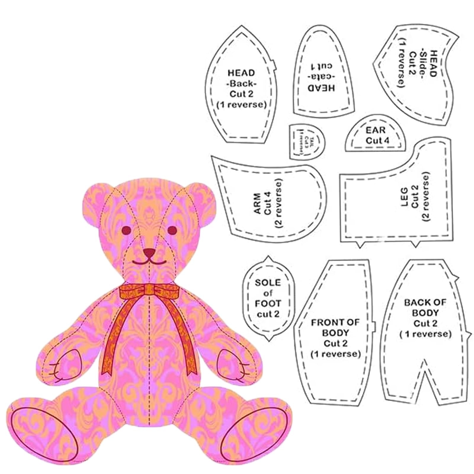 Downloadable Beginner Memory Bear Sewing Pattern Free Printable Quilt Patterns For Beginners Set 10pcs Memory Bear