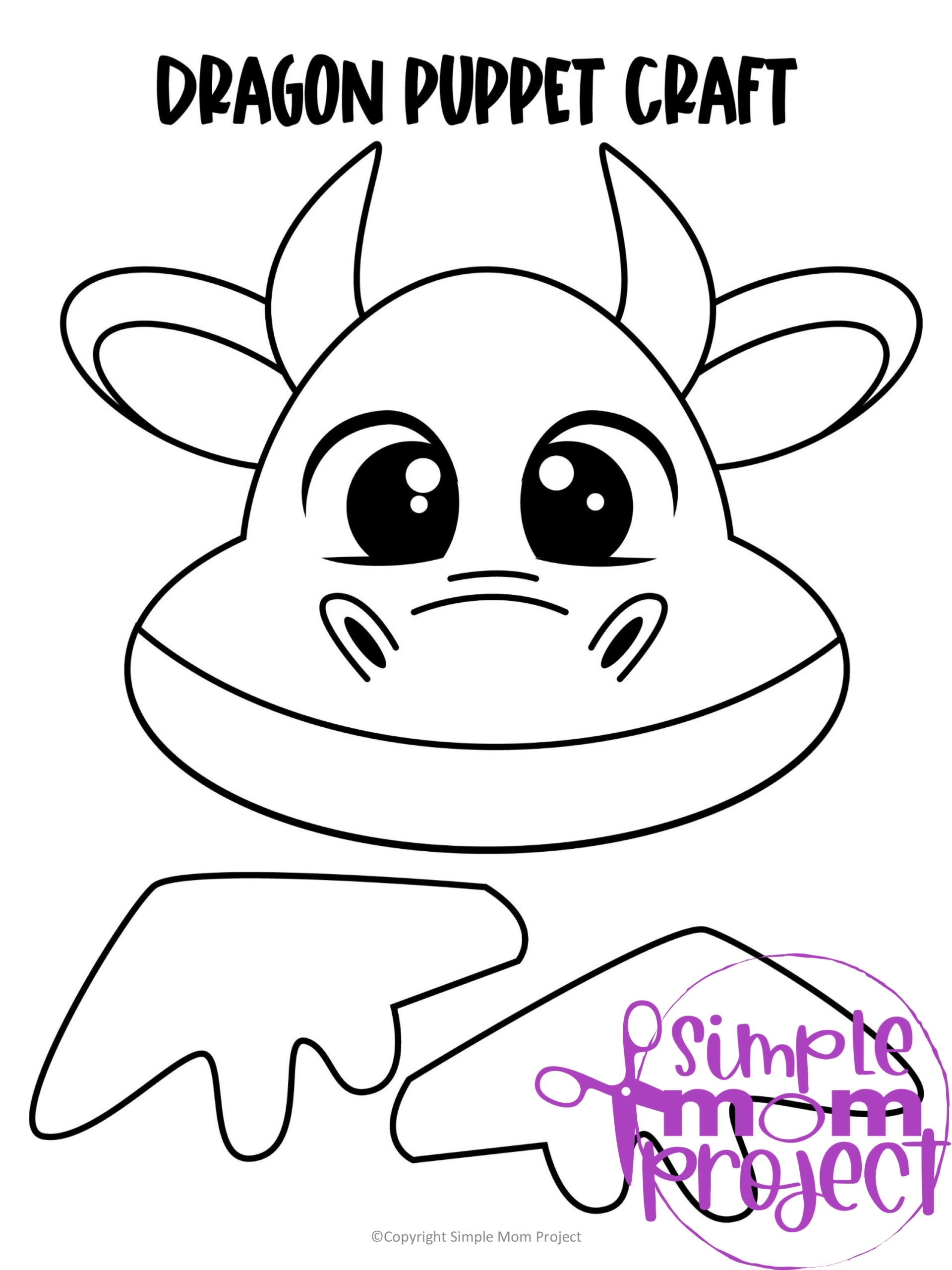 Dragon Paper Bag Puppet Printable Craft Template For Kids Simple Mom Project Store