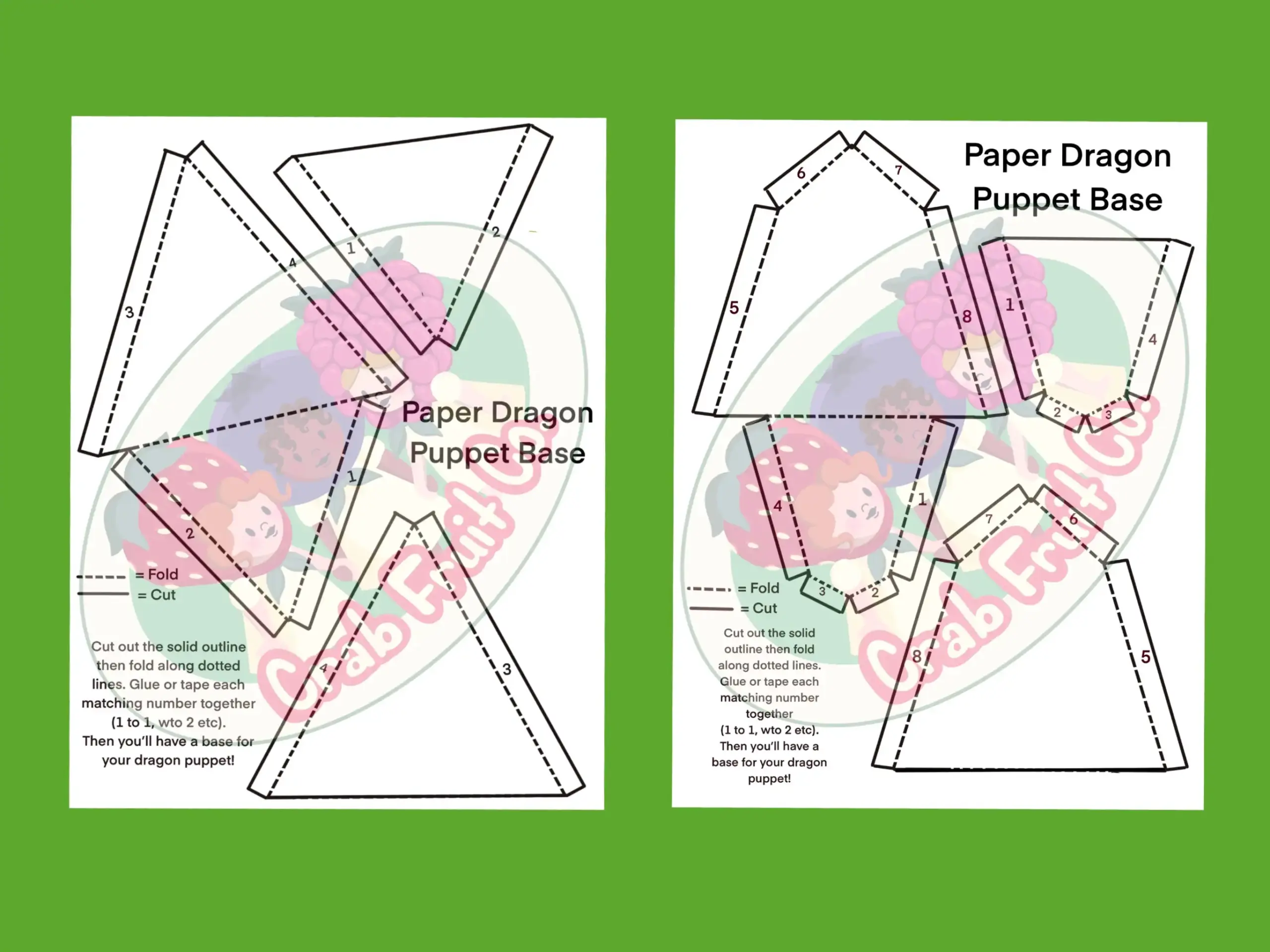 Dragon Puppet Base Template Printable