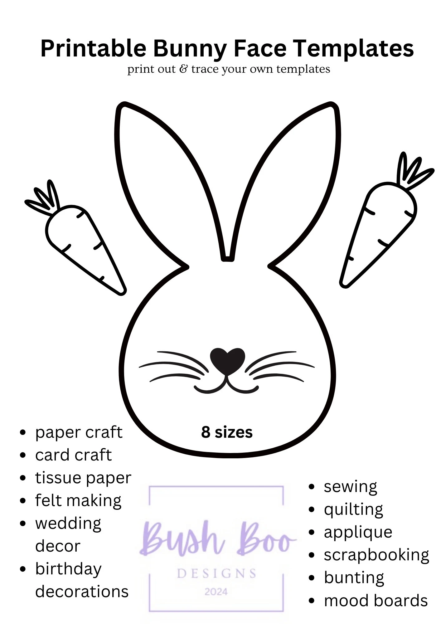 Easter Bunny Face Templates Papercraft Project PDF Download Etsy