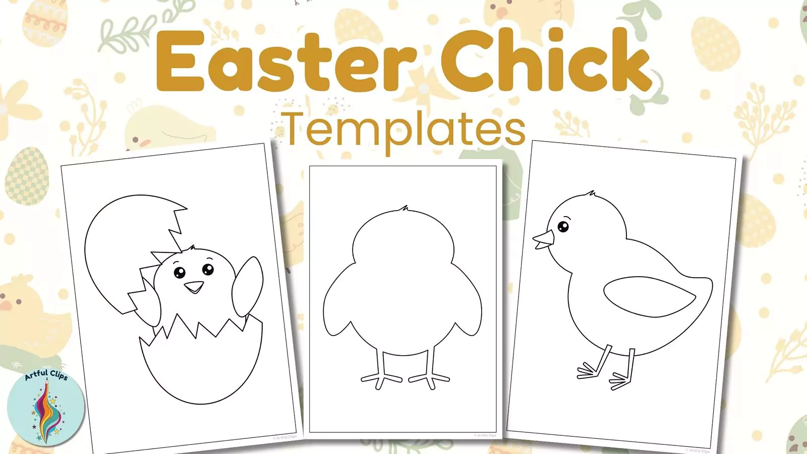 Easter Chick Template Outline Coloring Sheet Set