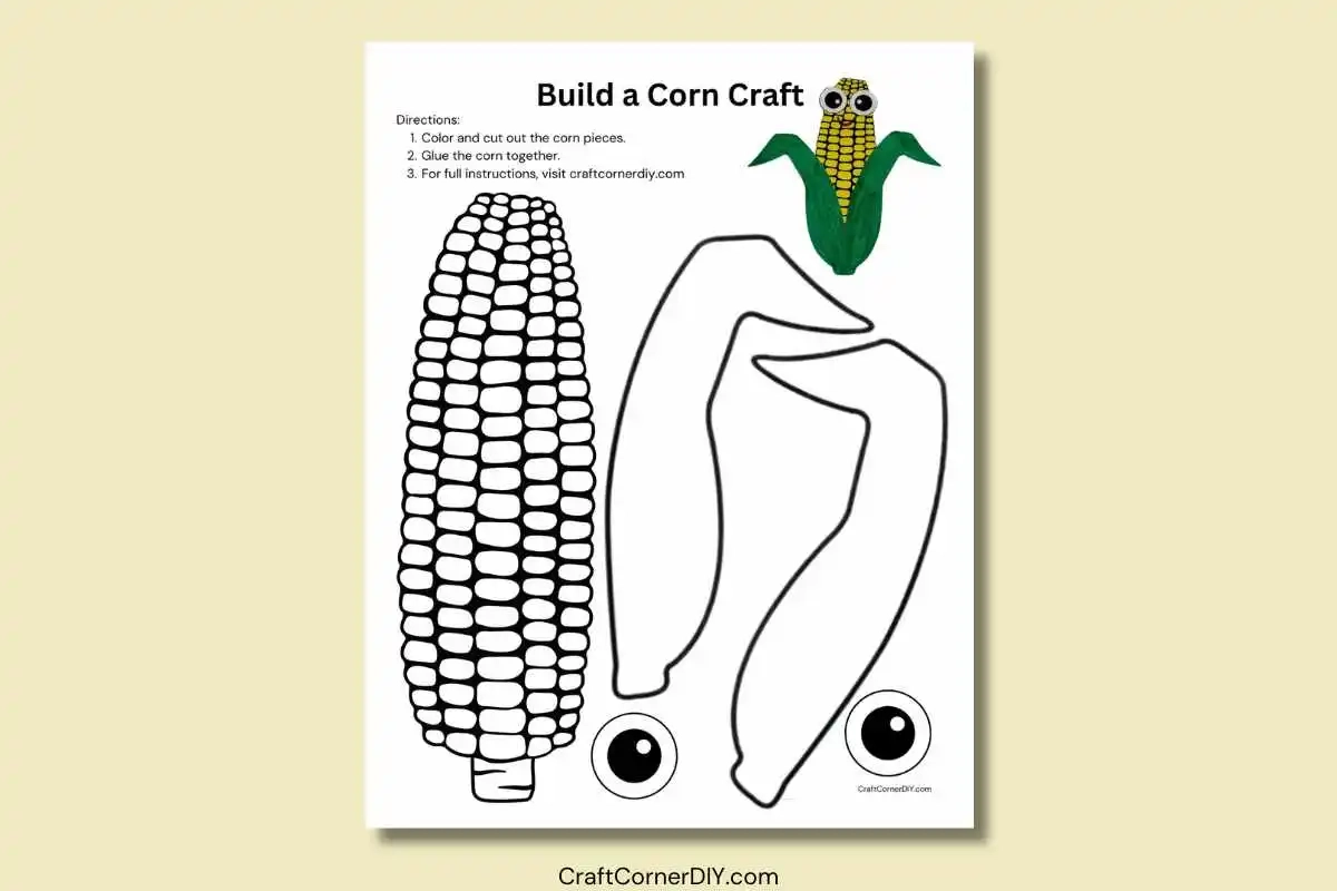 Easy Corn Craft For Kids Free Printable Craft Corner DIY Easy Corn Craft For Kids Free Printable Craft Corner DIY