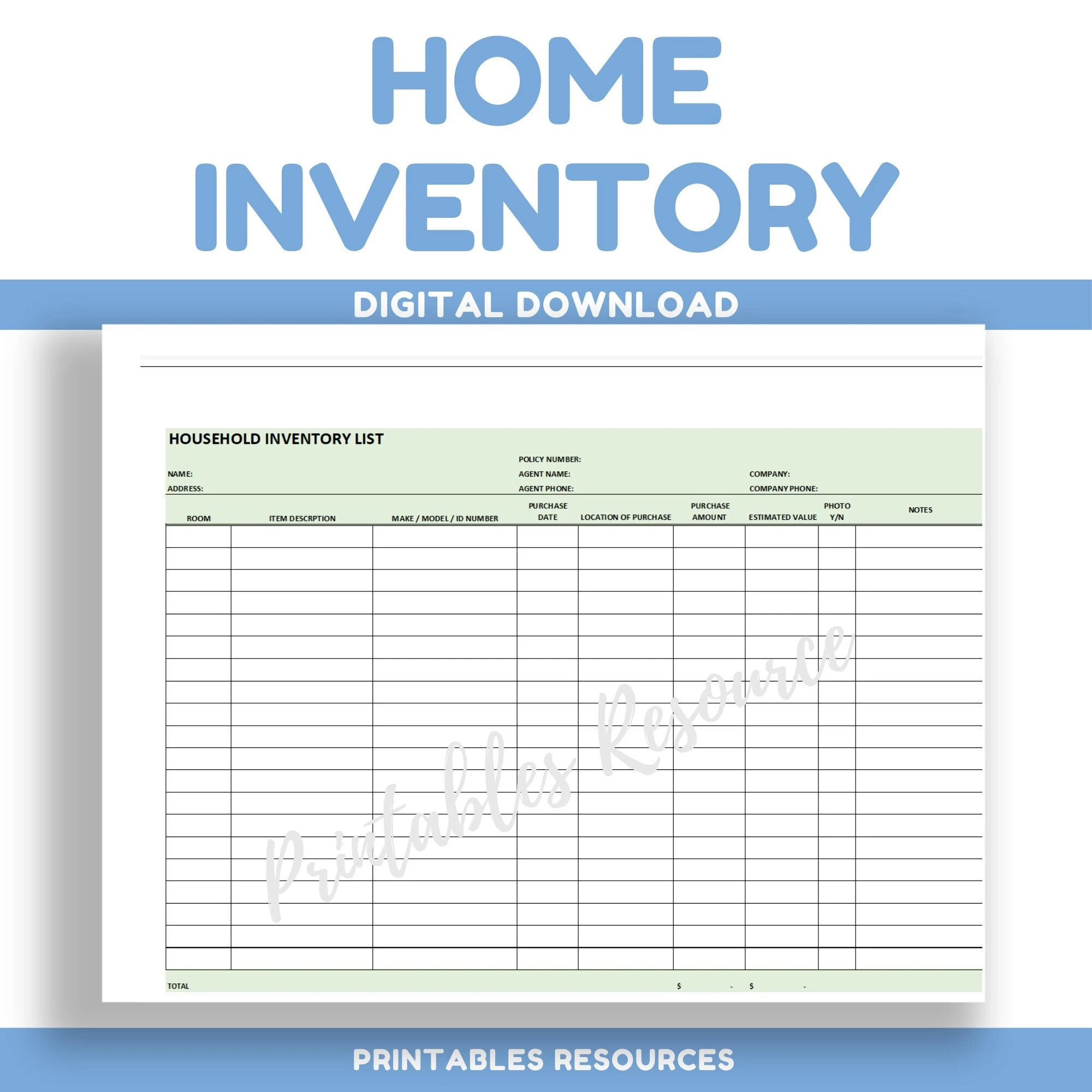 Editable Inventory List Printable House Inventory List Spreadsheet Inventory Log Inventory Sheet Home Inventory Tracker Spreadsheet Temp Etsy Hong Kong