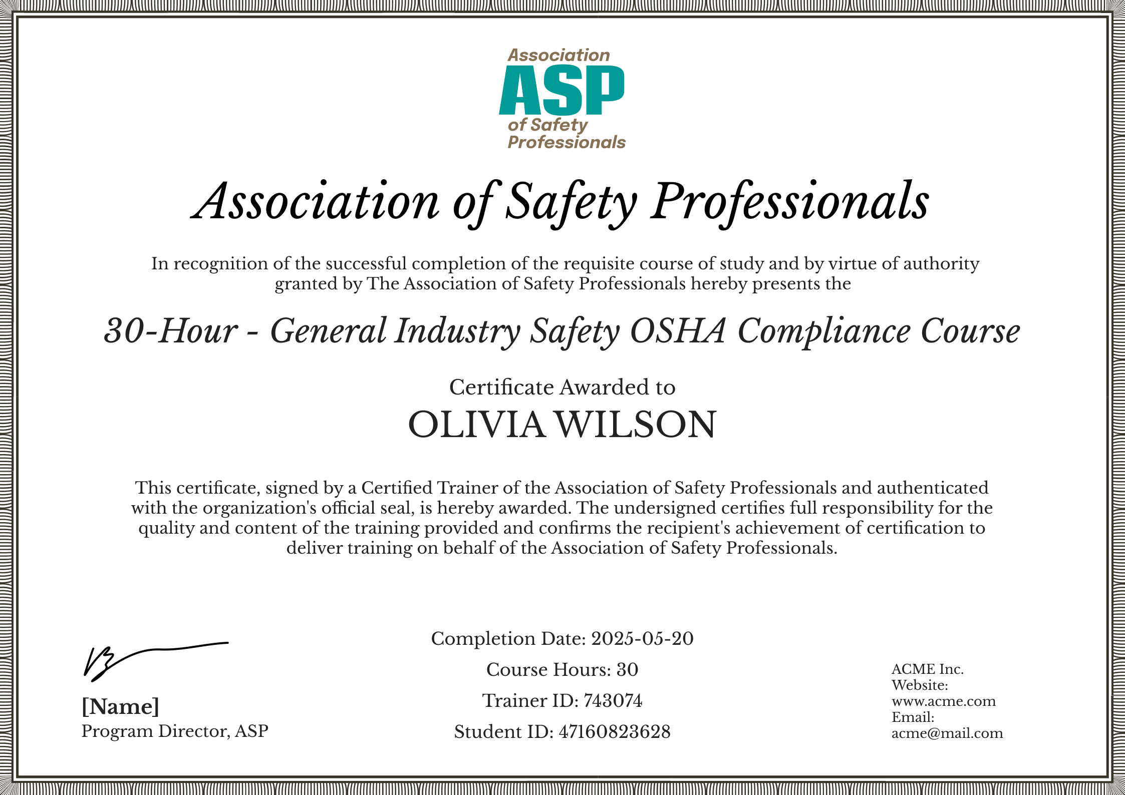 Printable Osha 30 Card Template Printable Osha 30 Card Template