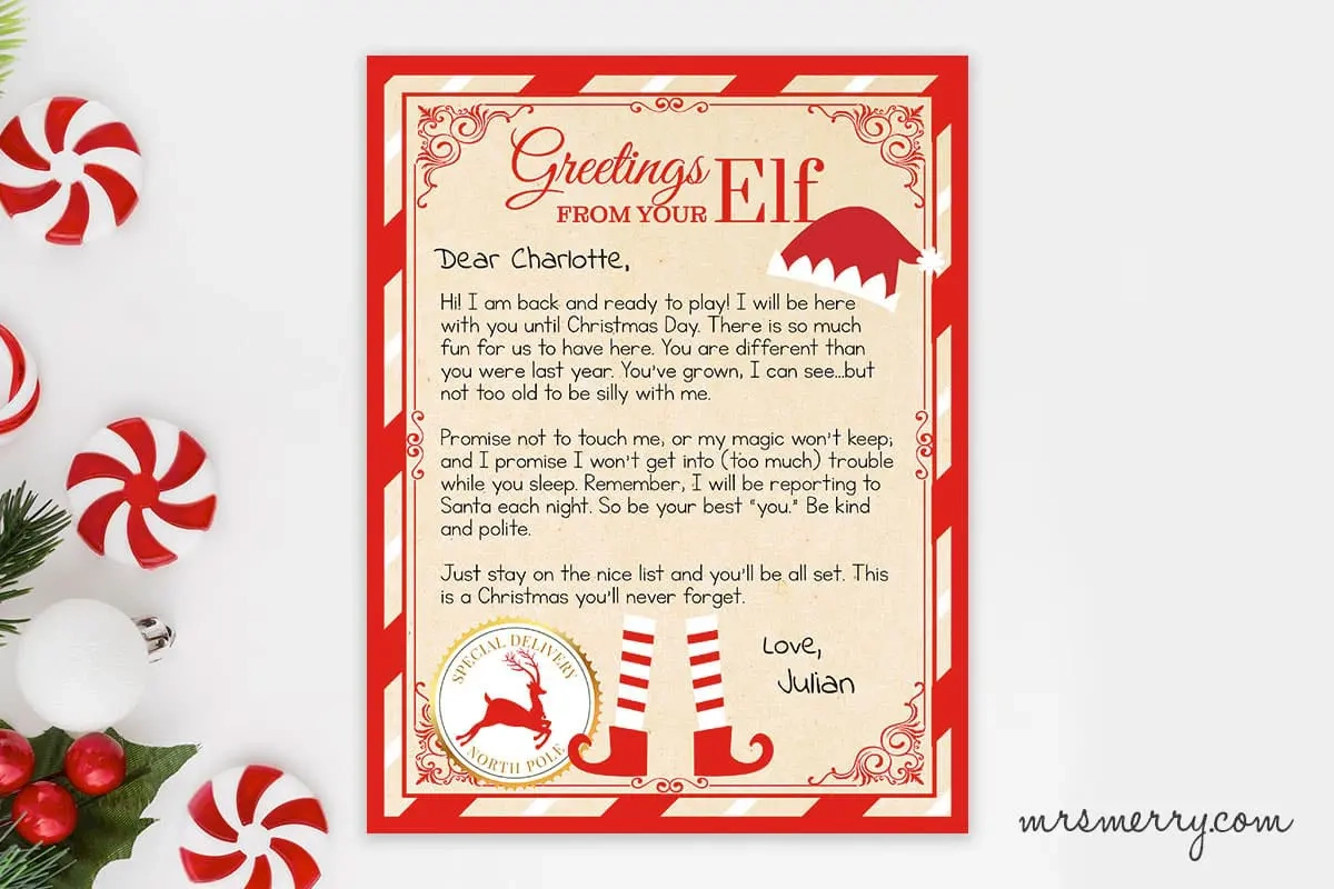Elf On The Shelf Template Printable