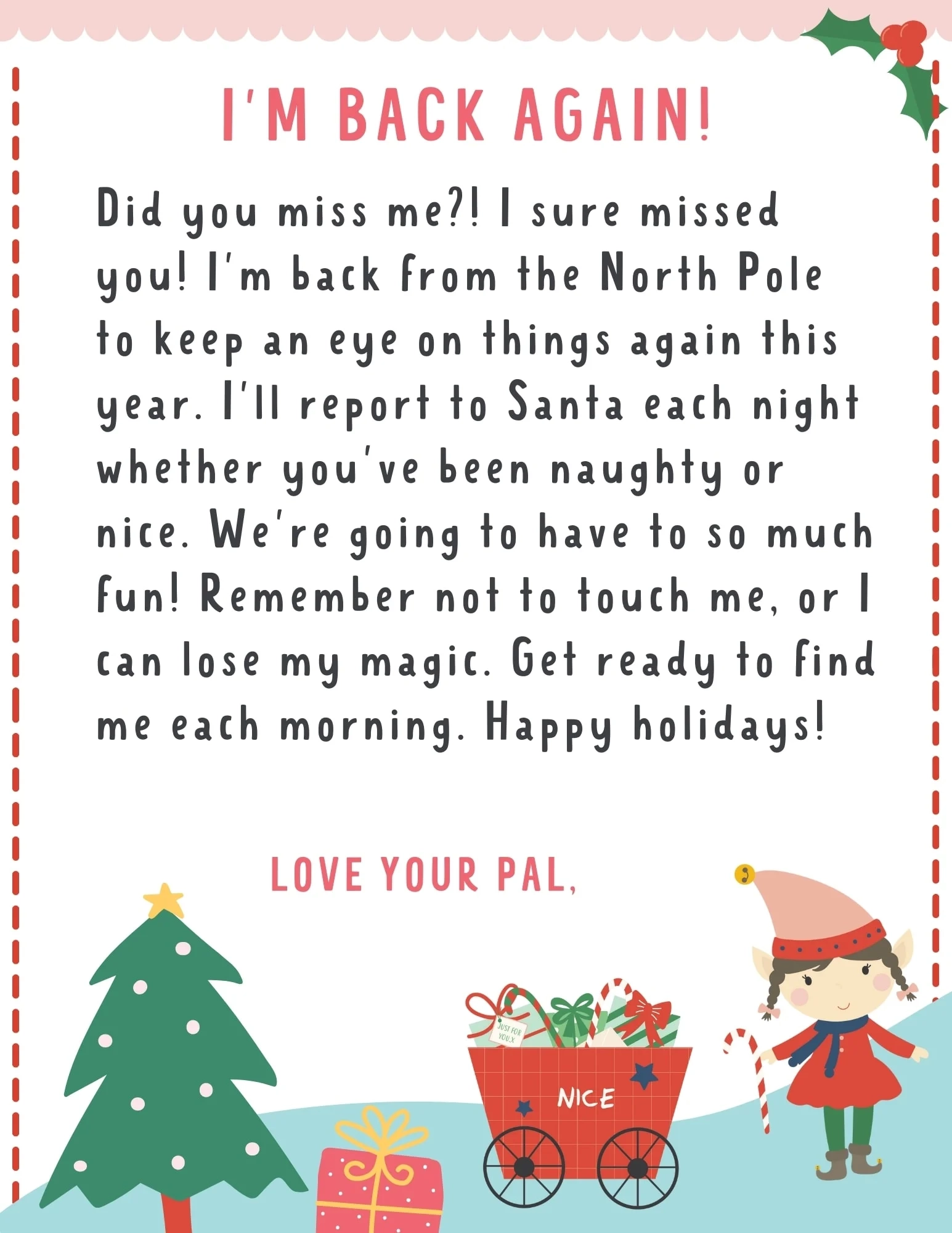 Elf On The Shelf Letter 4 FREE Printables Make Life Lovely