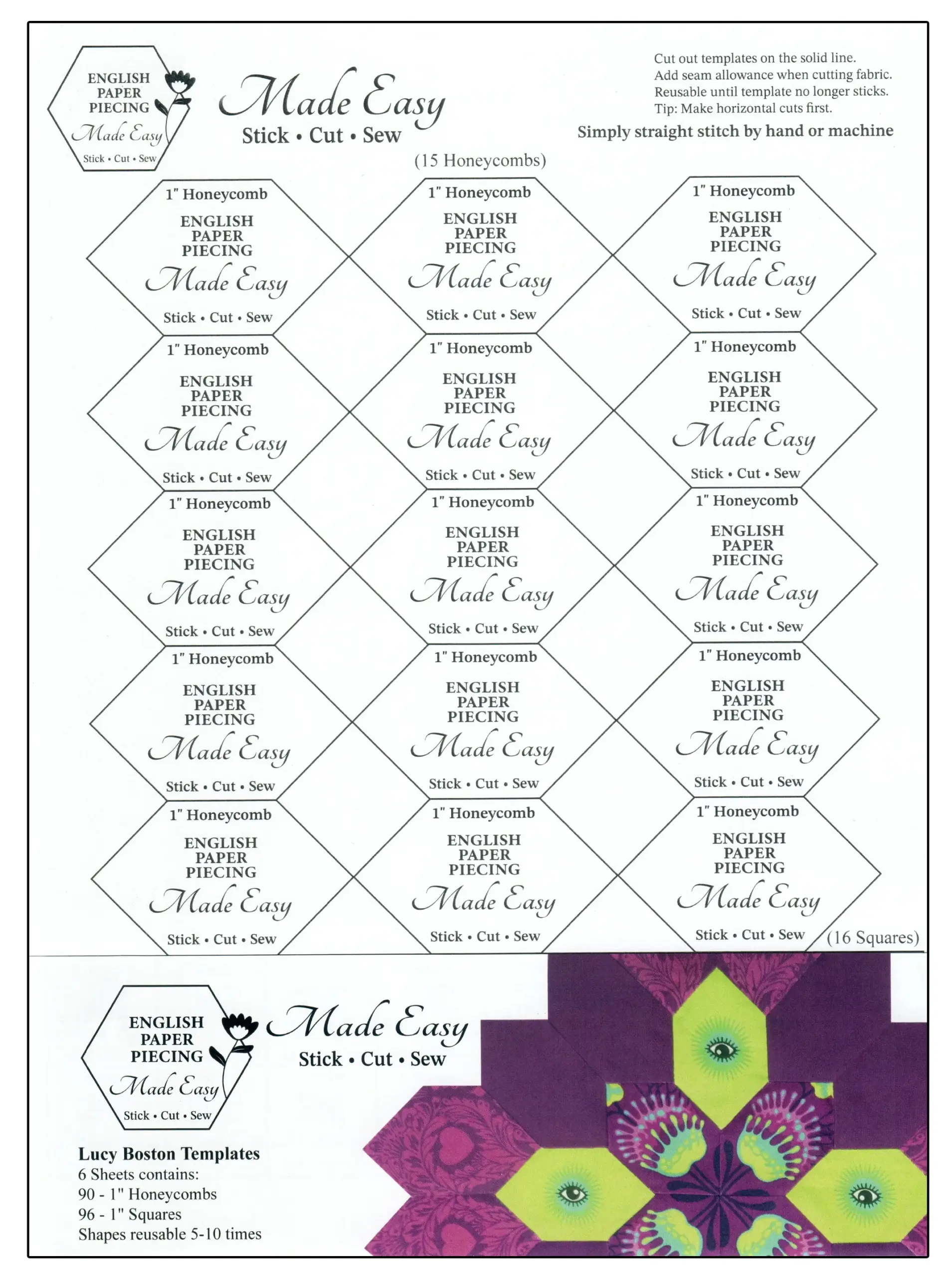 English Paper Piecing Made Easy Lucy Boston Templates Sewforever