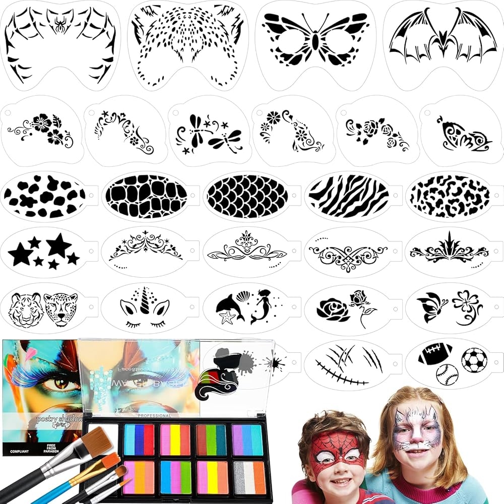 Face Paint Free Printable Ing Stencils For Kids Pattern Stencils Face Paint Palette