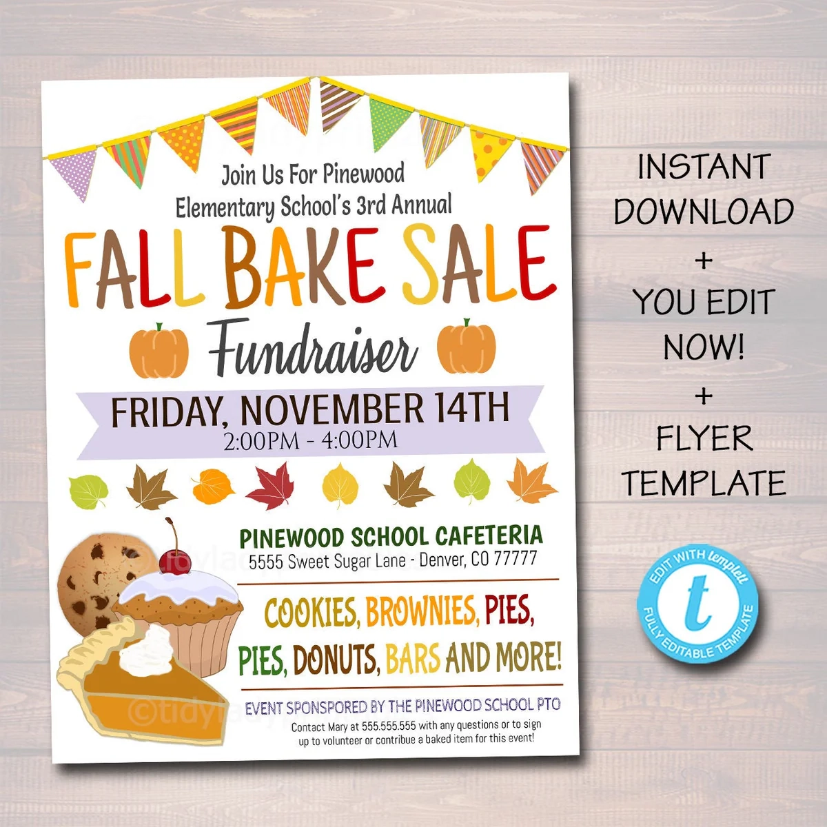 Fall Bake Sale Flyer TidyLady Printables