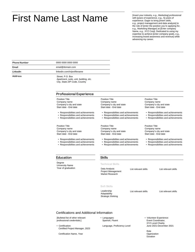 Fillable Blank Resume Template Fill And Sign With Lumin