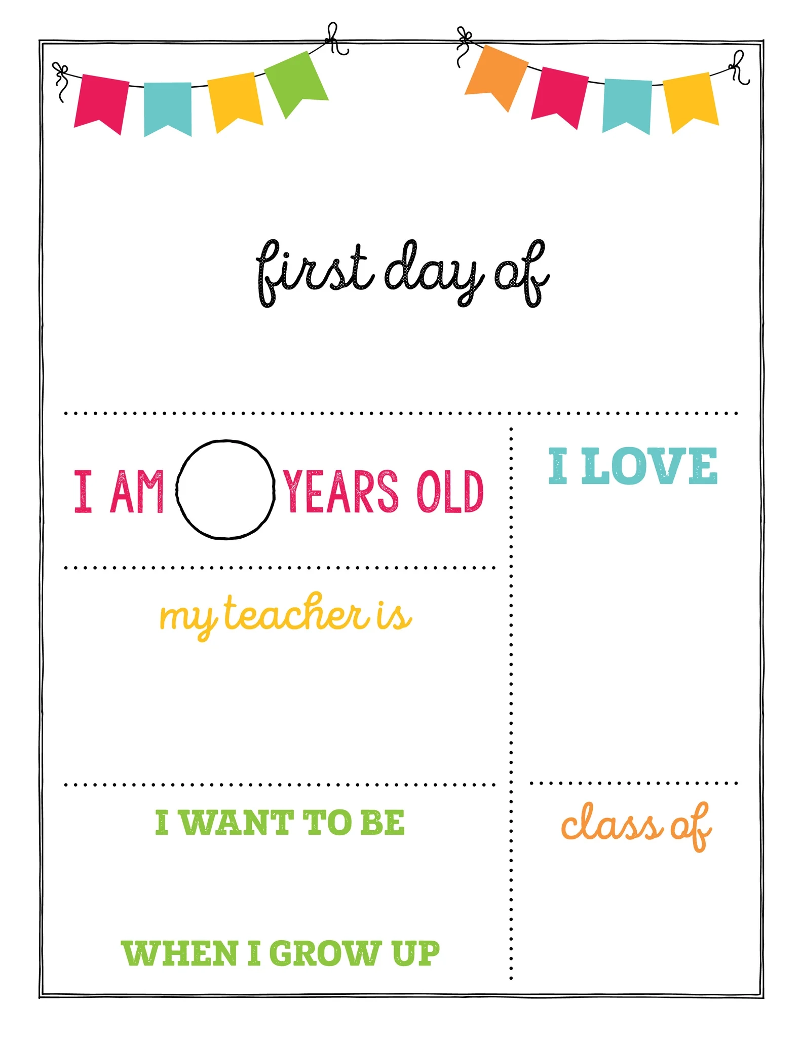 First Day Of School Printable Party Hop Shop