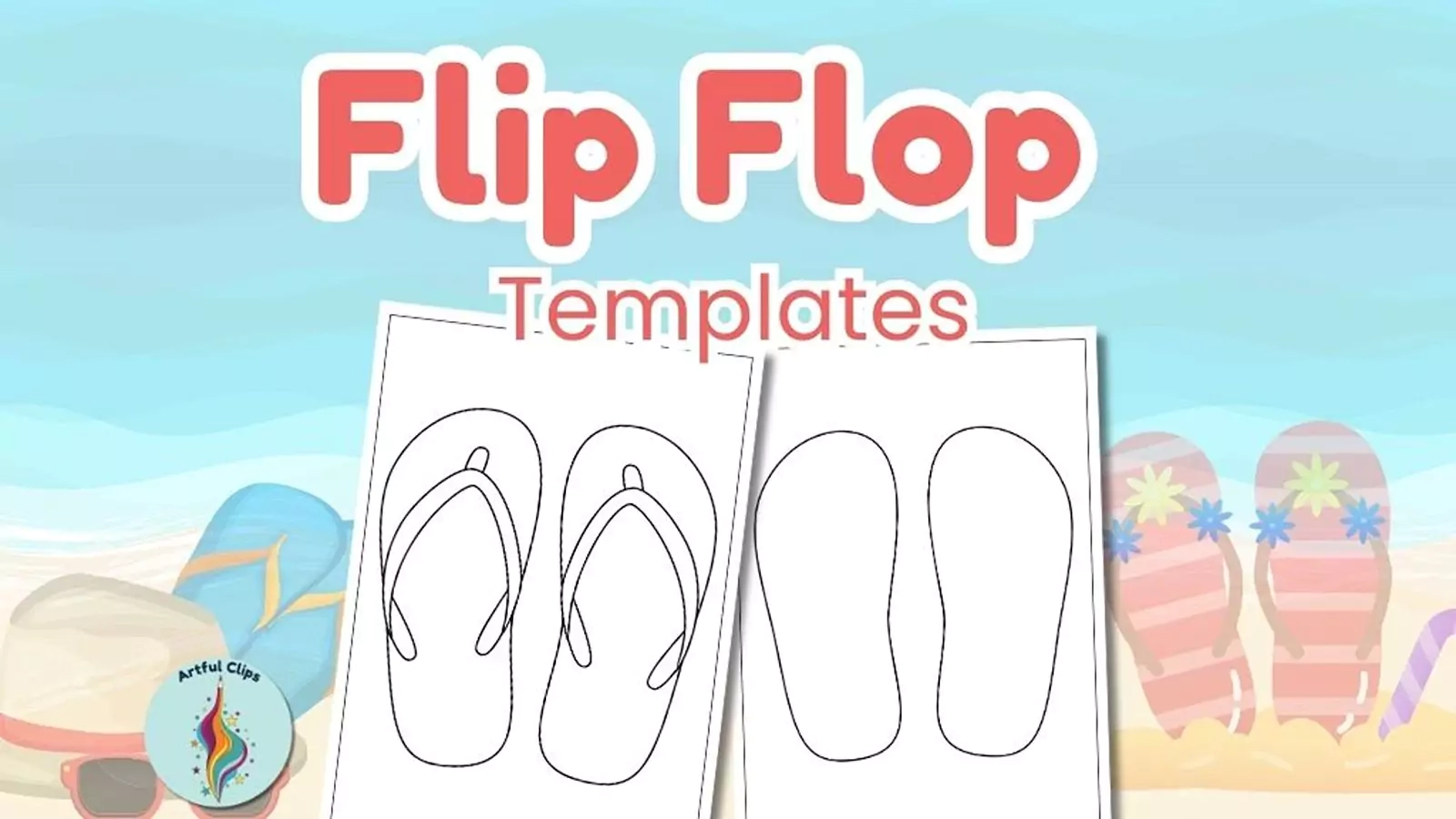 Flip Flop Template Set Printable Pages For Coloring Craft