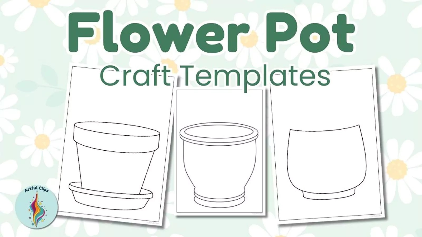 Flower Pot Template Set Printable Outlines With Clipart