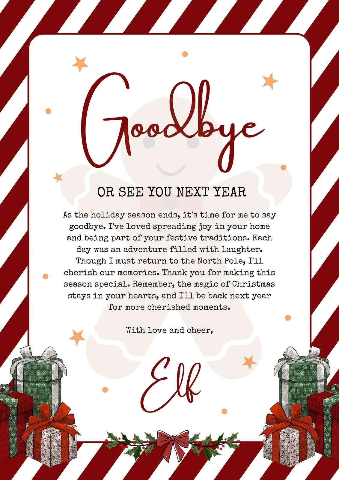 Elf Letter Template Free Printable