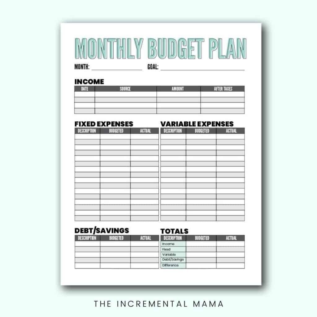 Household Budget Template Free Printable