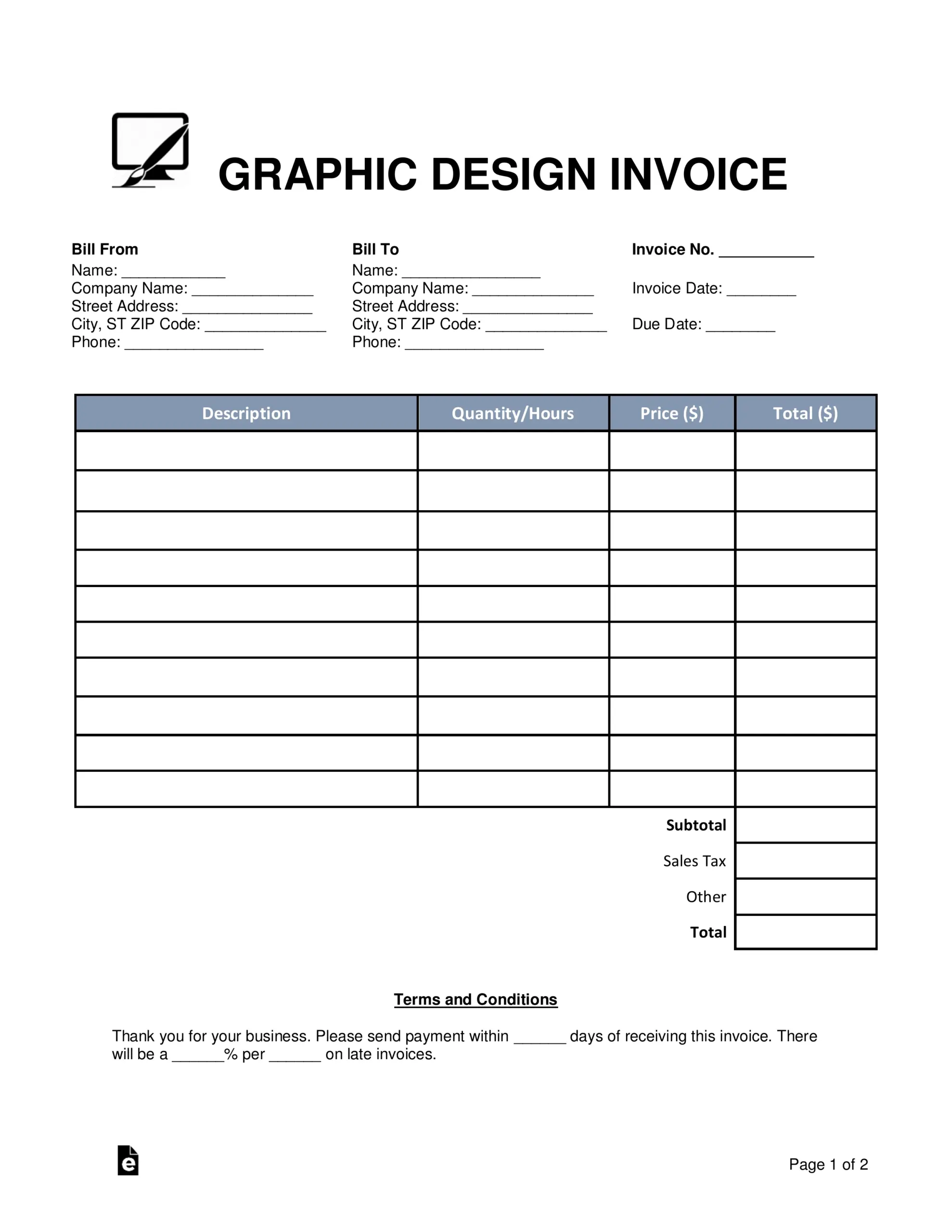 Free Blank Invoice Templates 30 PDF EForms Free Blank Invoice Templates 30 PDF EForms