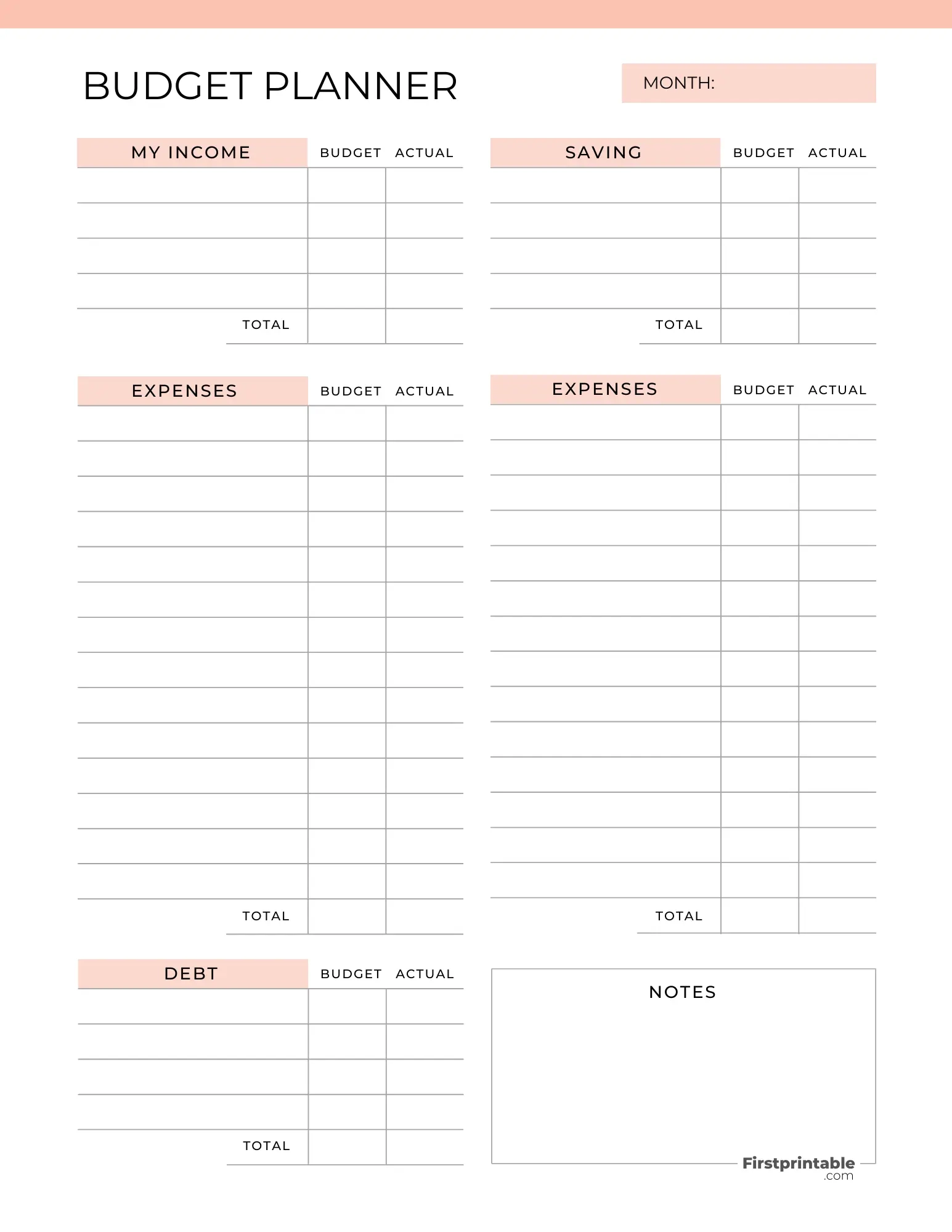 Free Budget Planner Templates Printable Fillable