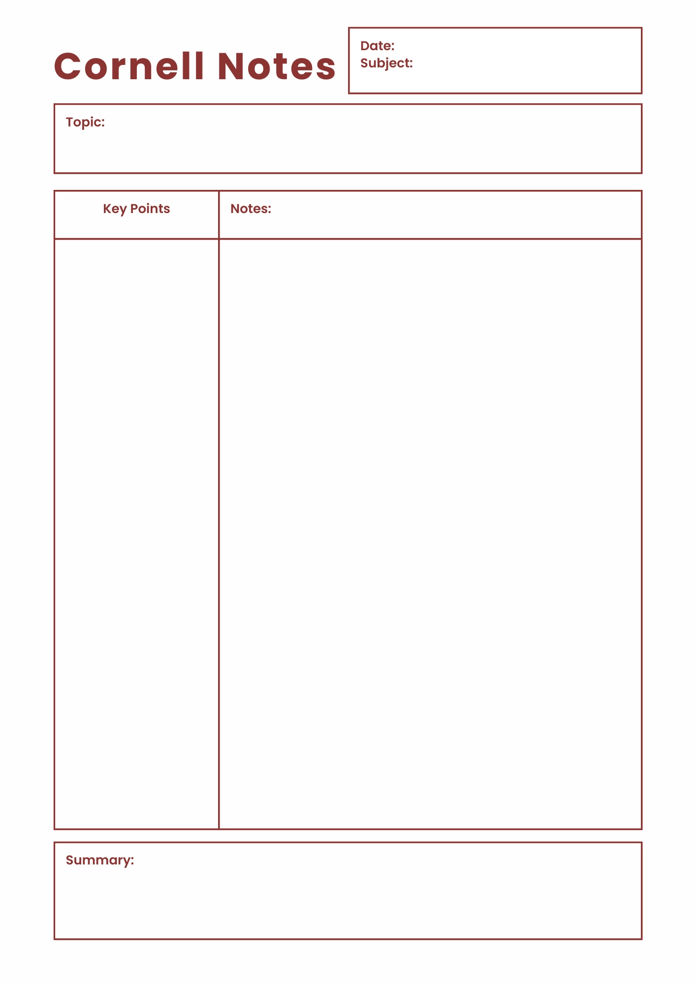 Avid Cornell Notes Template Printable Avid Cornell Notes Template Printable