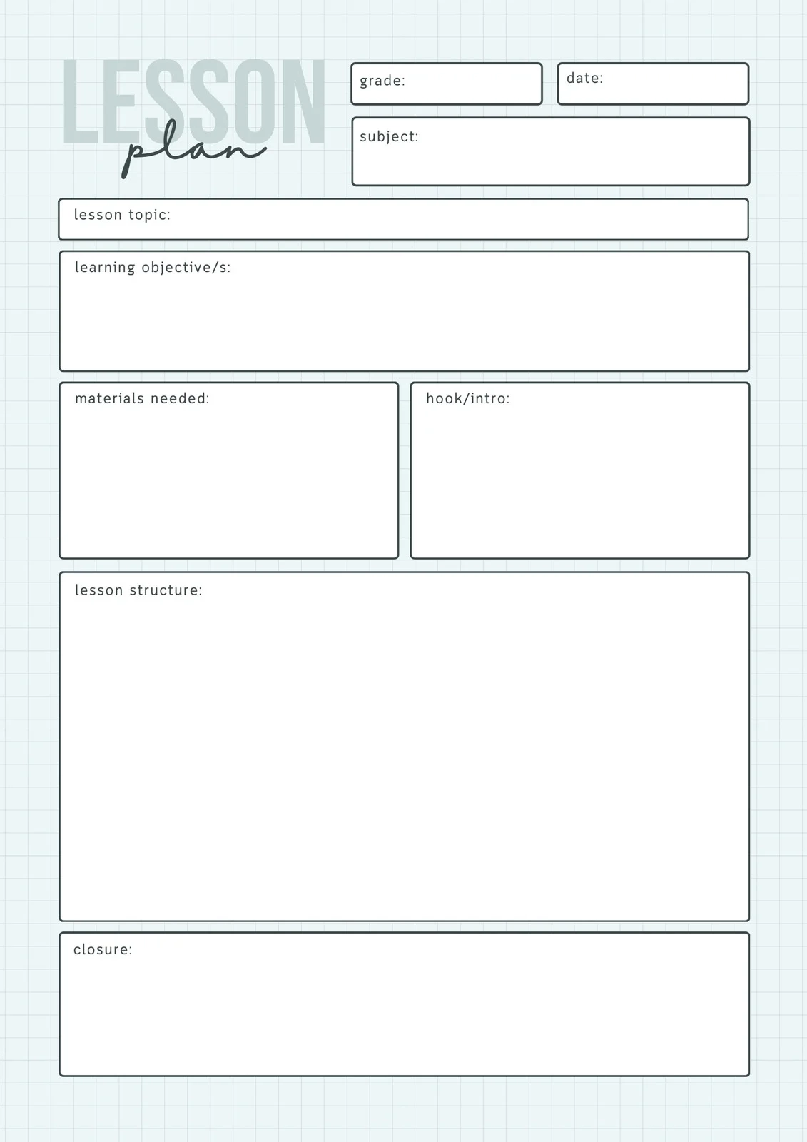 Free Custom Printable English Lesson Plan Templates Canva