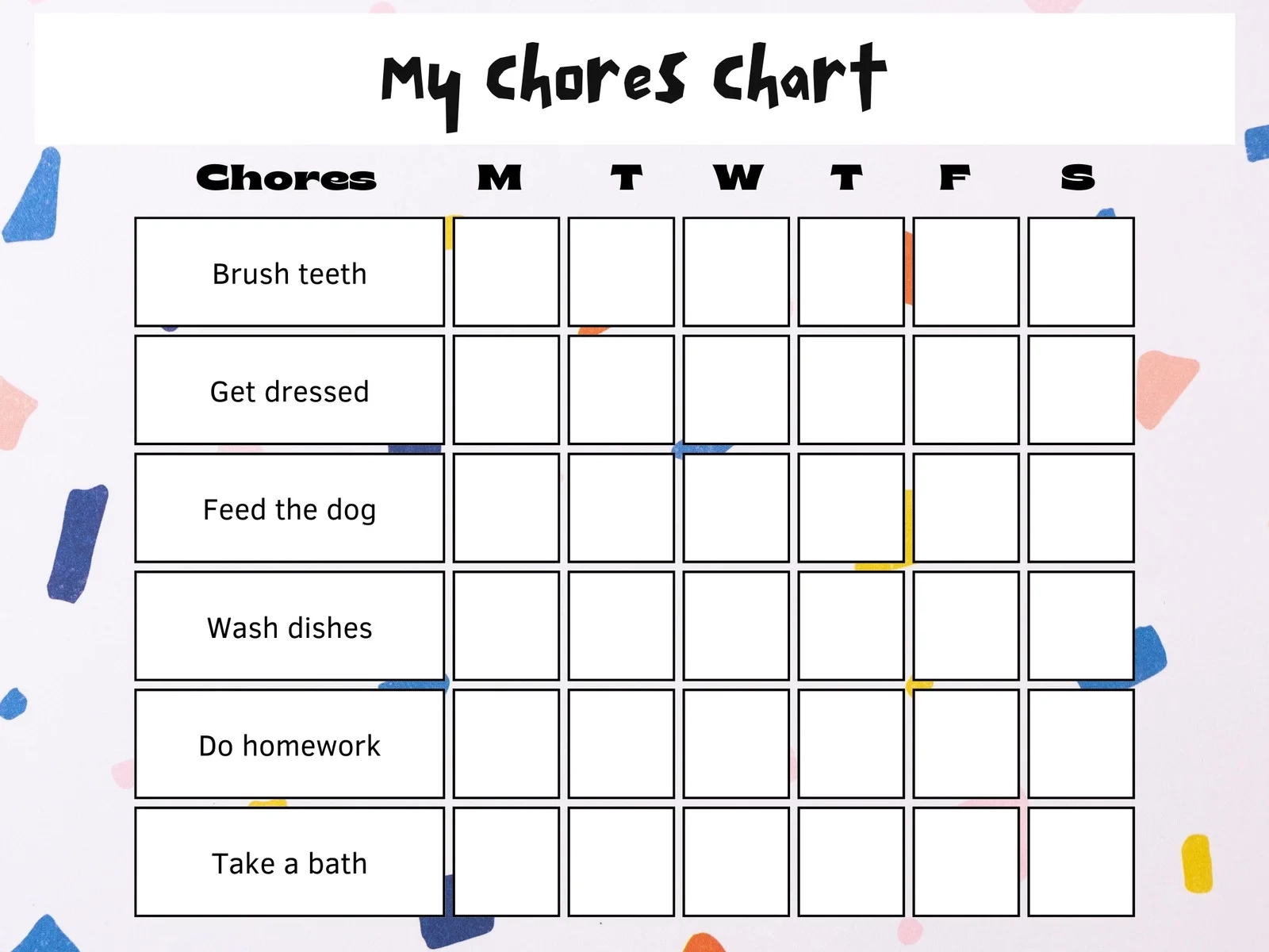 Free Customizable Chore Chart Templates To Print Canva