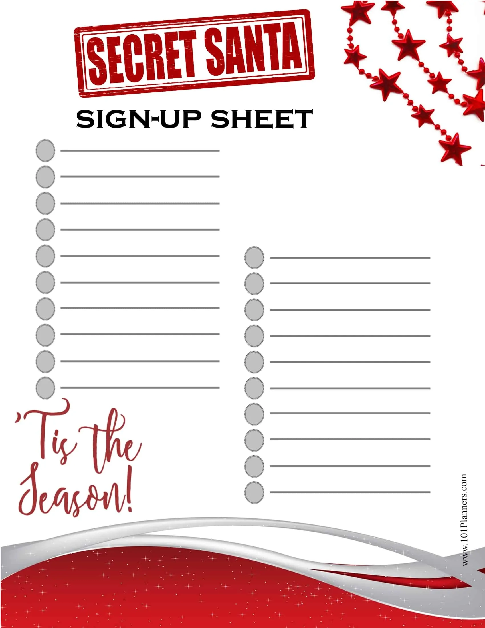 Printable Secret Santa Sign Up Template Printable Secret Santa Sign Up Template