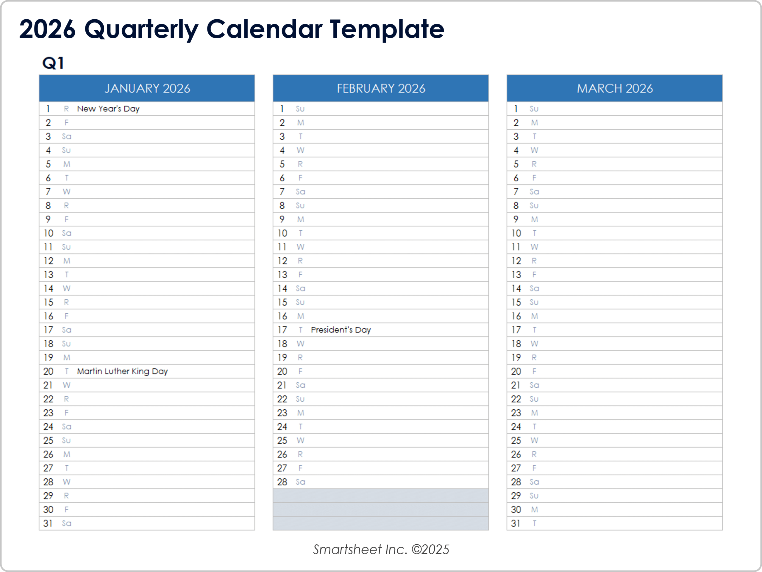 Free Excel Calendar Templates