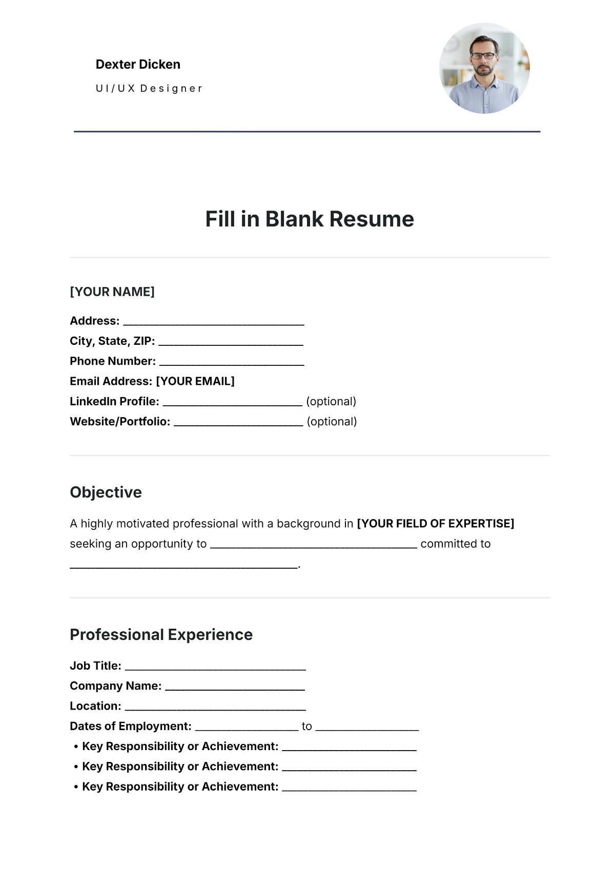 Free Blank Resume Templates Printable