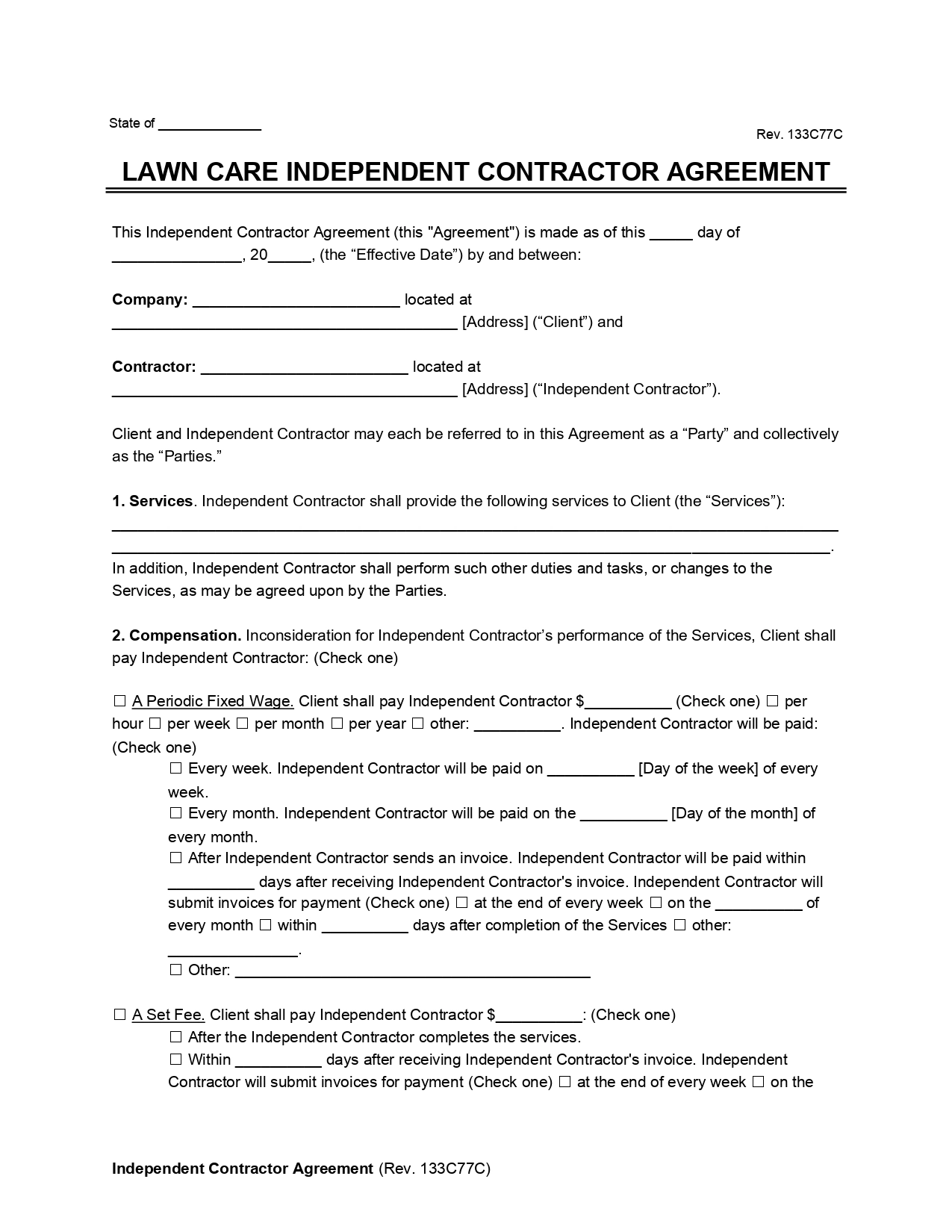 Free Lawn Care Service Contract Template PDF Word