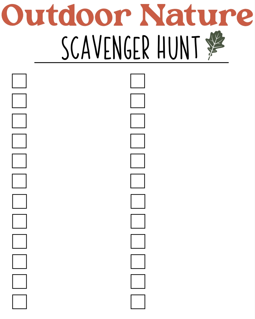 FREE Outdoor Nature Scavenger Hunt Printable For Families 