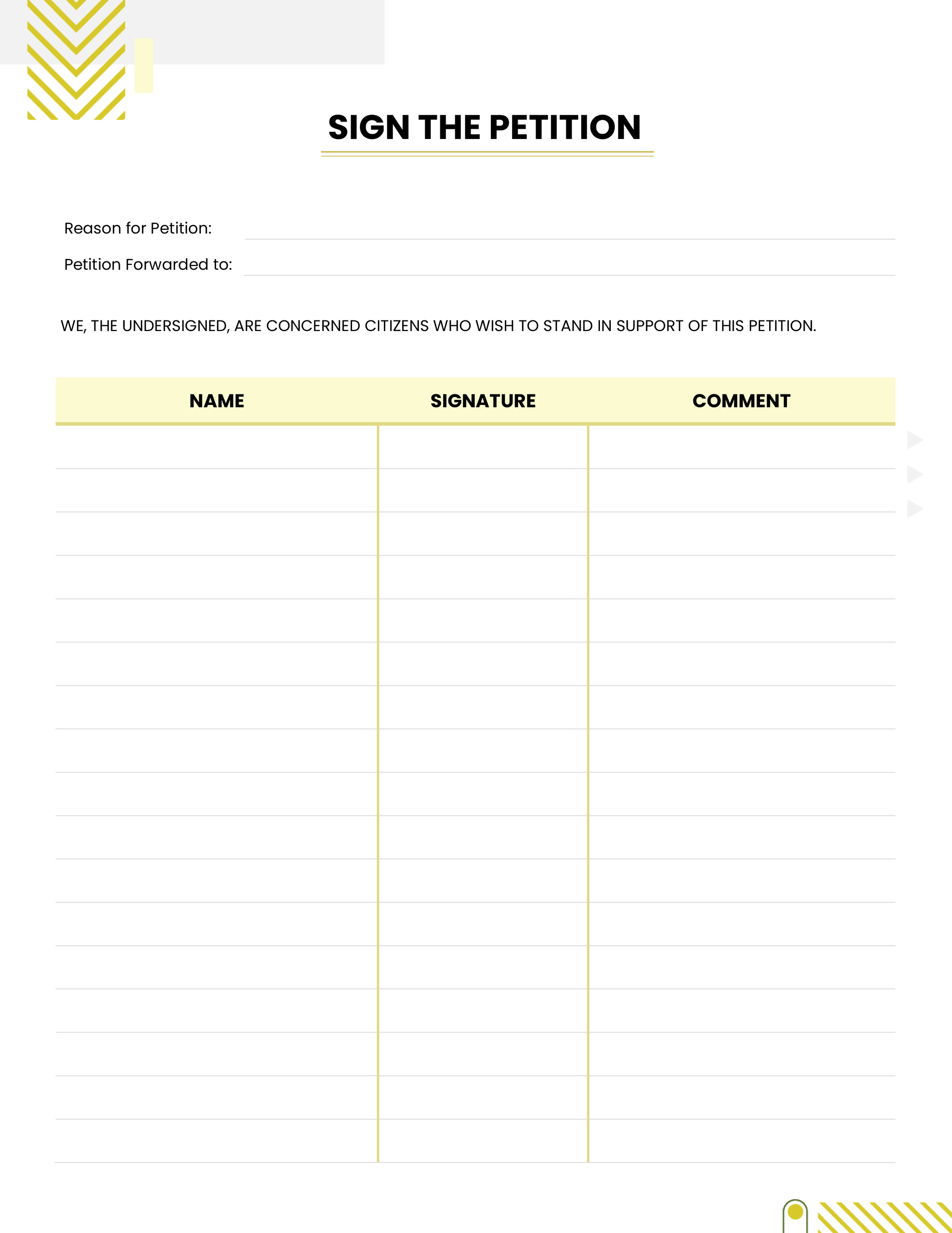 Printable Blank Petition Signature Sheet Template Printable Blank Petition Signature Sheet Template