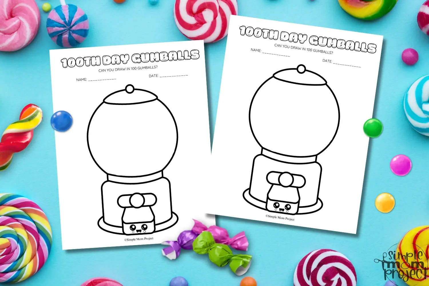 Free Printable 100th Day Gumball Machine Template Simple Mom Project Free Printable 100th Day Gumball Machine Template Simple Mom Project