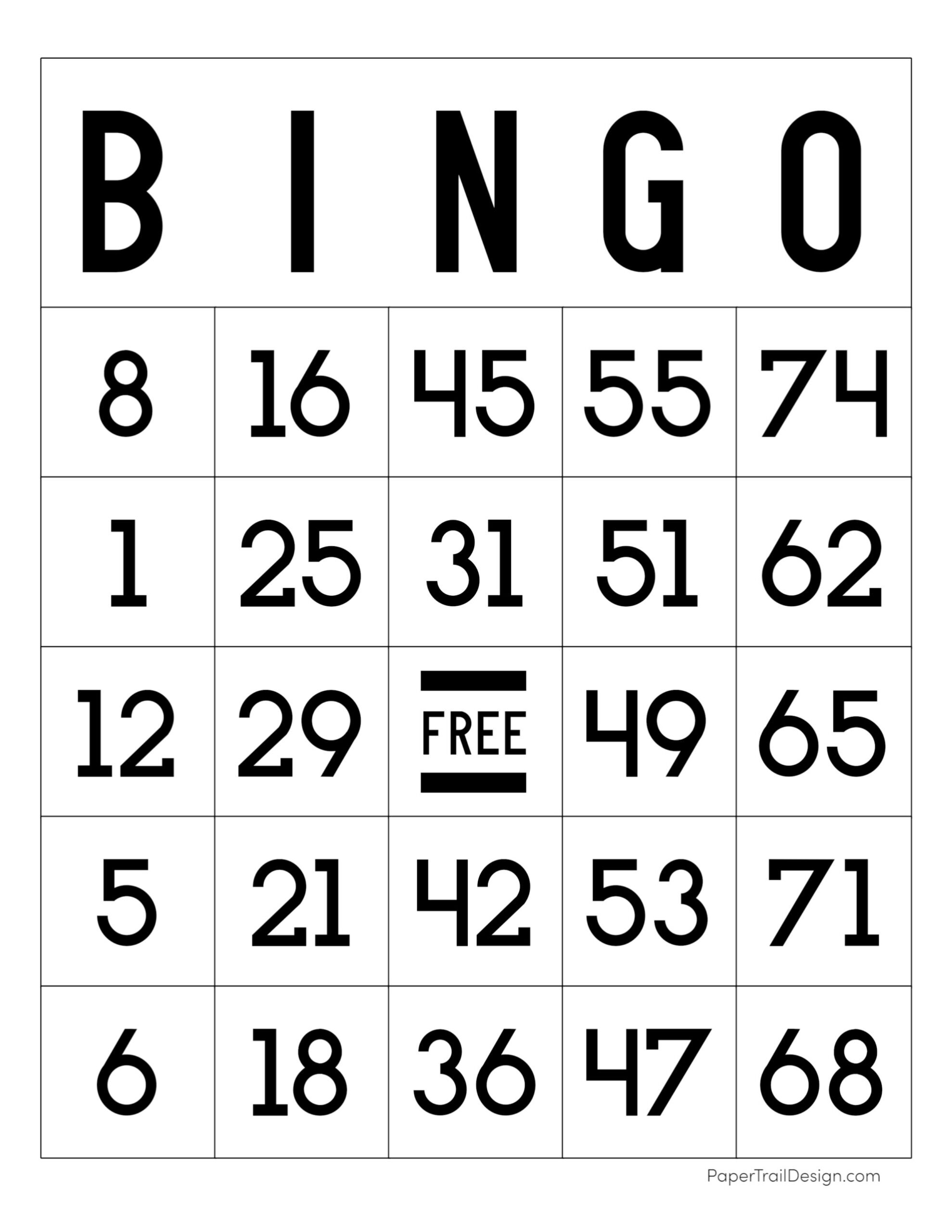 Free Printable Bingo Card Template