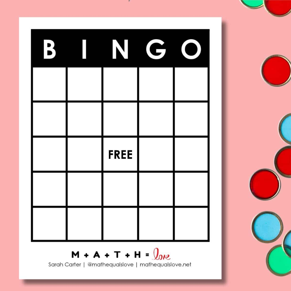 Printable Bingo Card Template Free