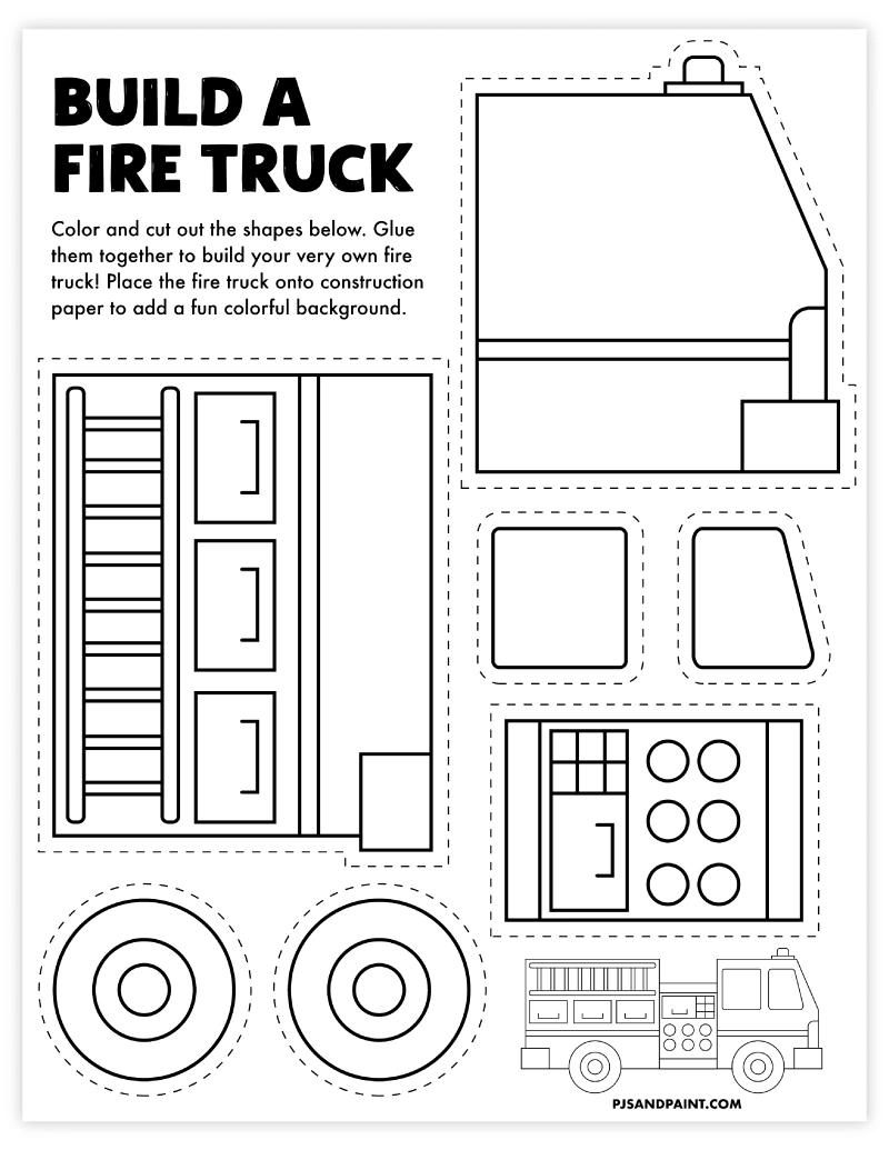 Free Printable Build A Fire Truck Craft Pjs And Paint