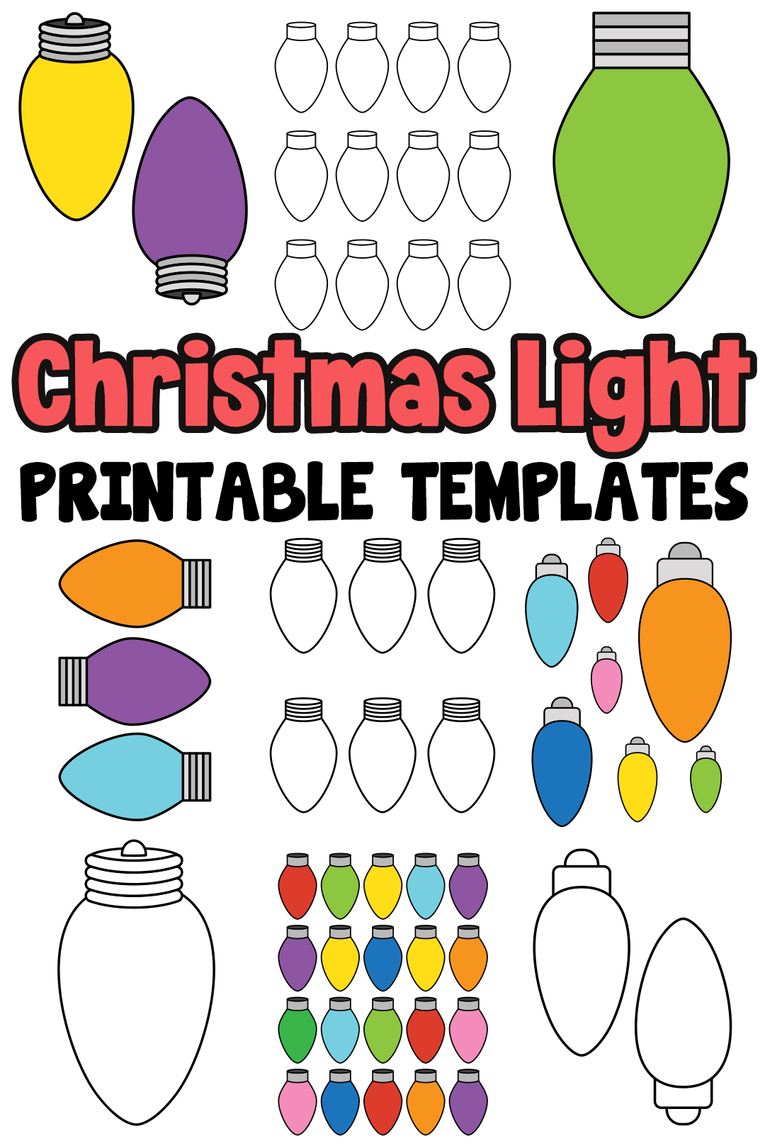 Printable Christmas Light Bulb Template