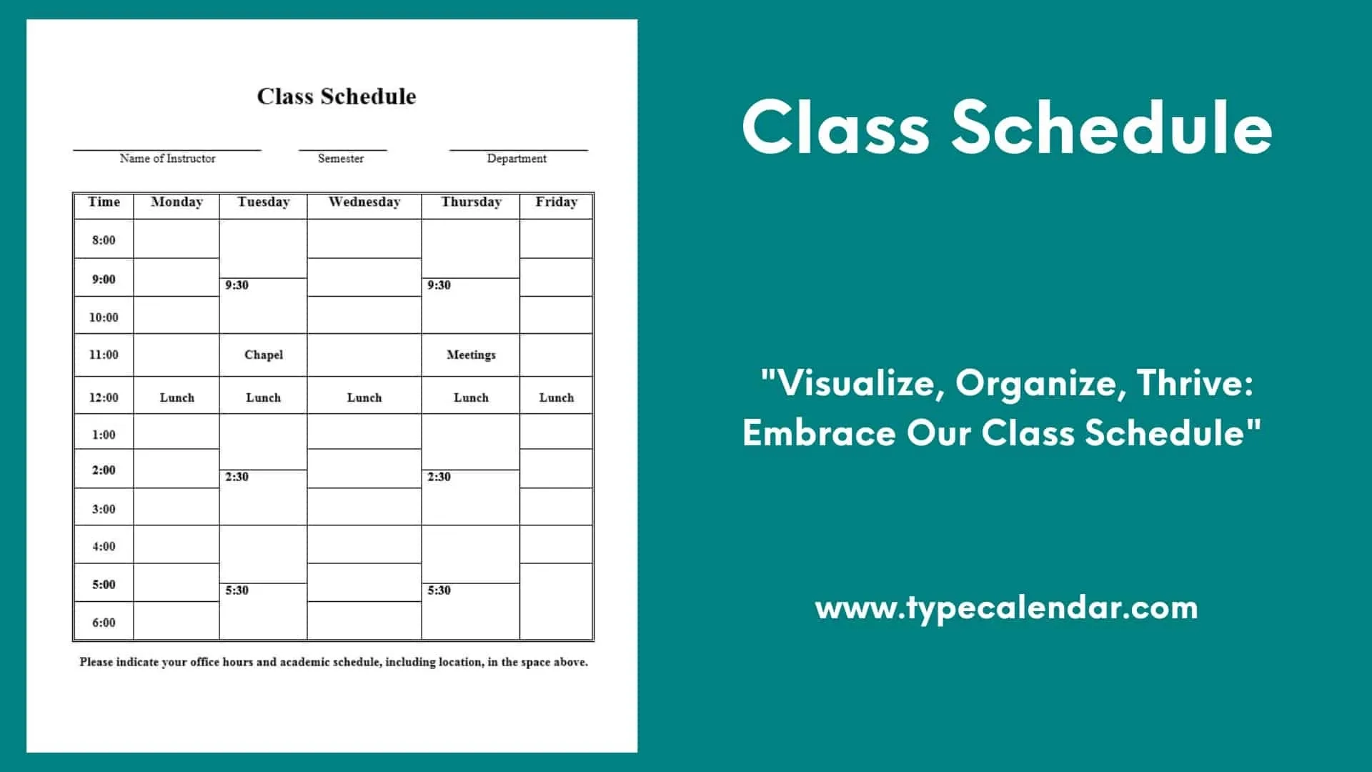 Free Printable Class Schedule Template Free Printable Class Schedule Template
