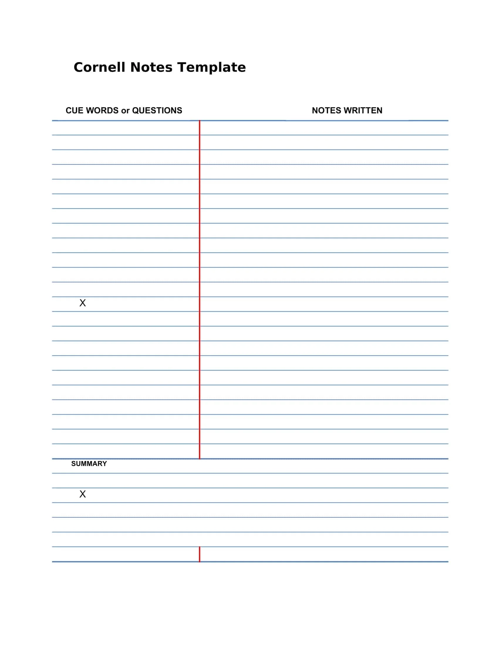 Free Printable Cornell Notes Templates PDF Word 