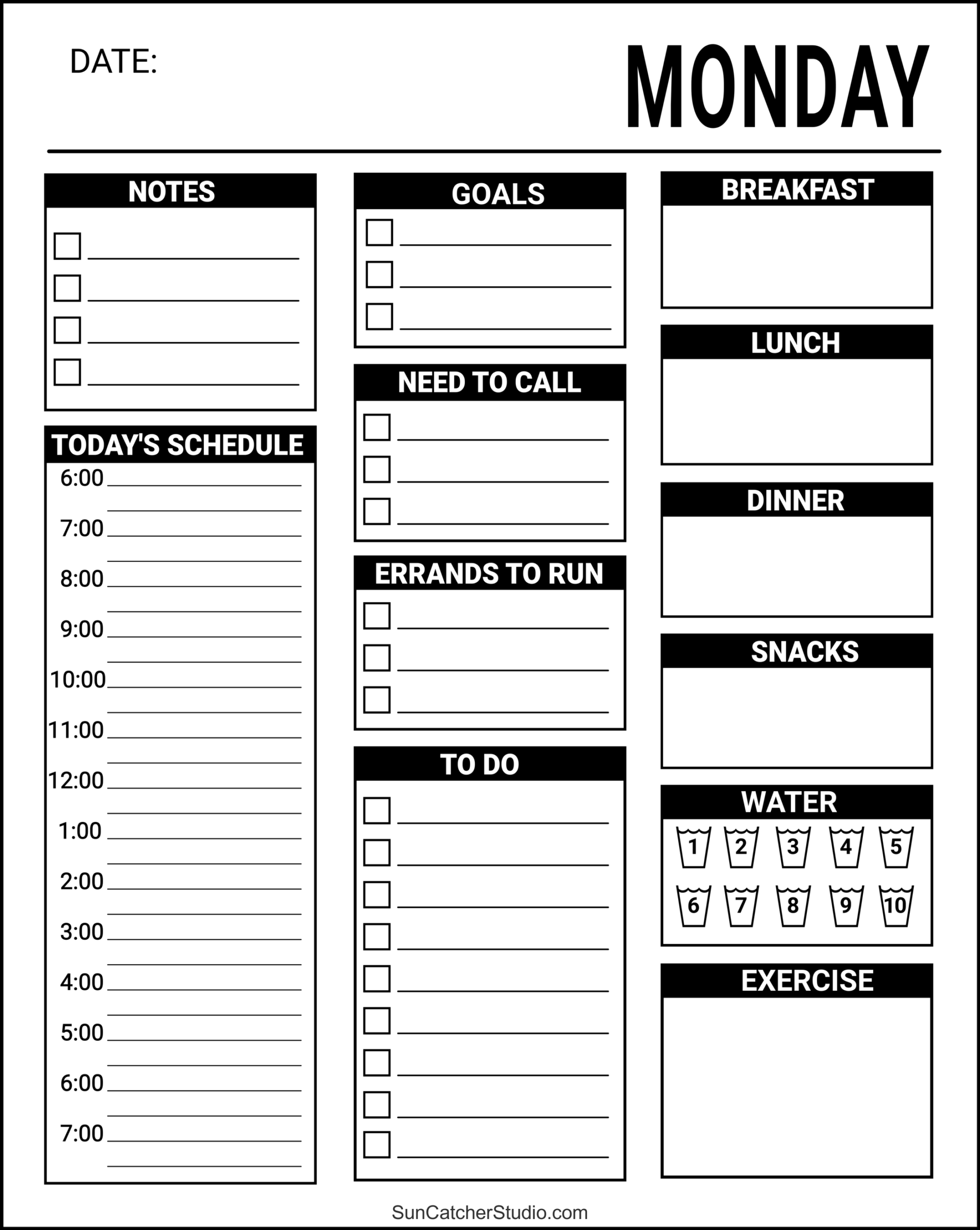 Daily Schedule Template Printable Free