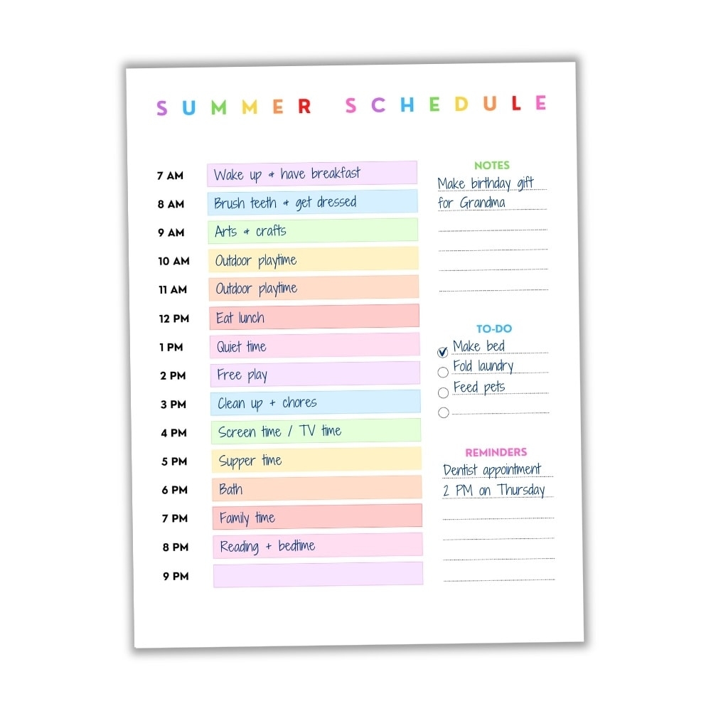 Free Printable Daily Weekly Summer Schedule For Kids Bonus Summer Bucket List The Craft at Home Family
